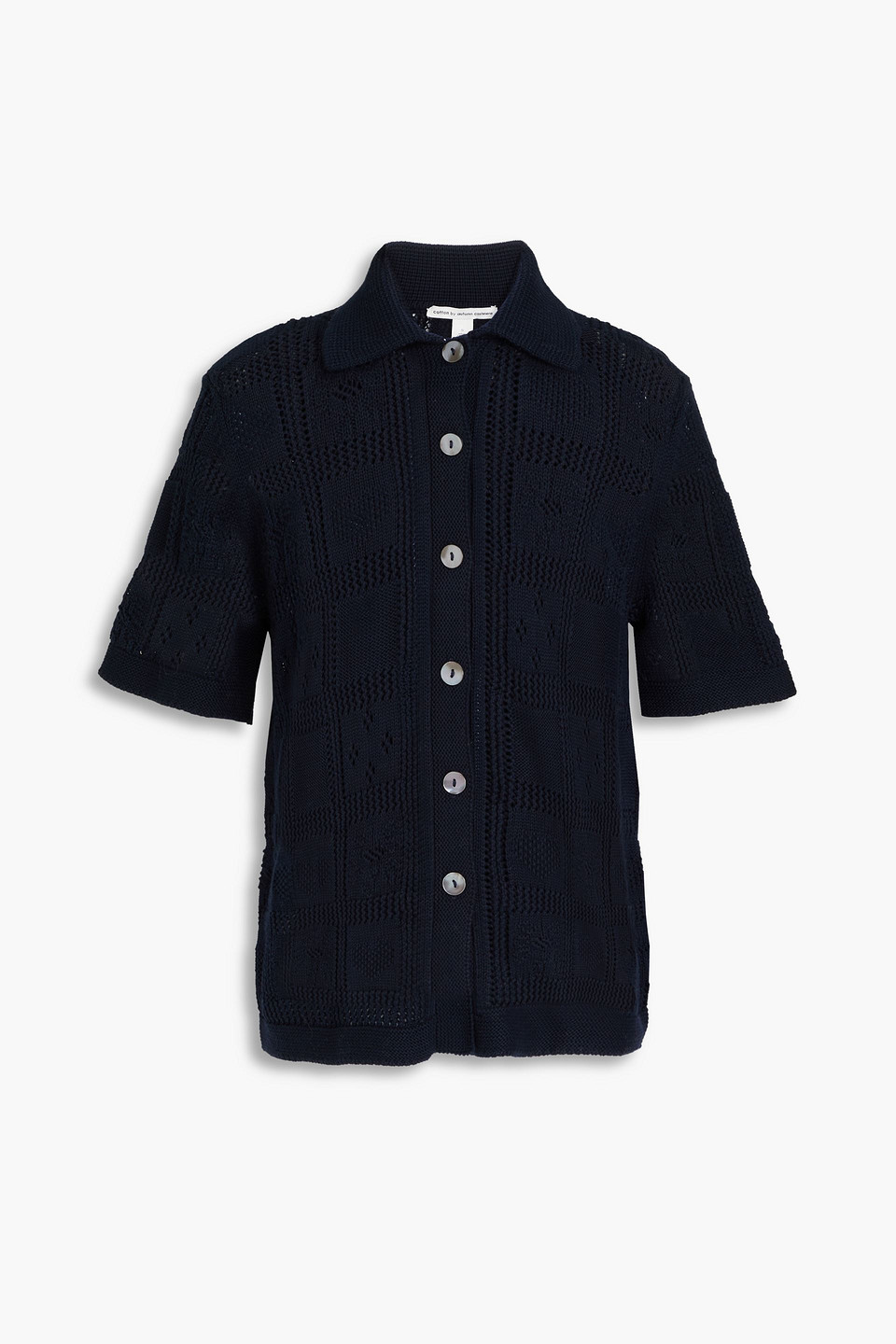 Autumn Cashmere Pointelle-knit Cotton Shirt In Navy