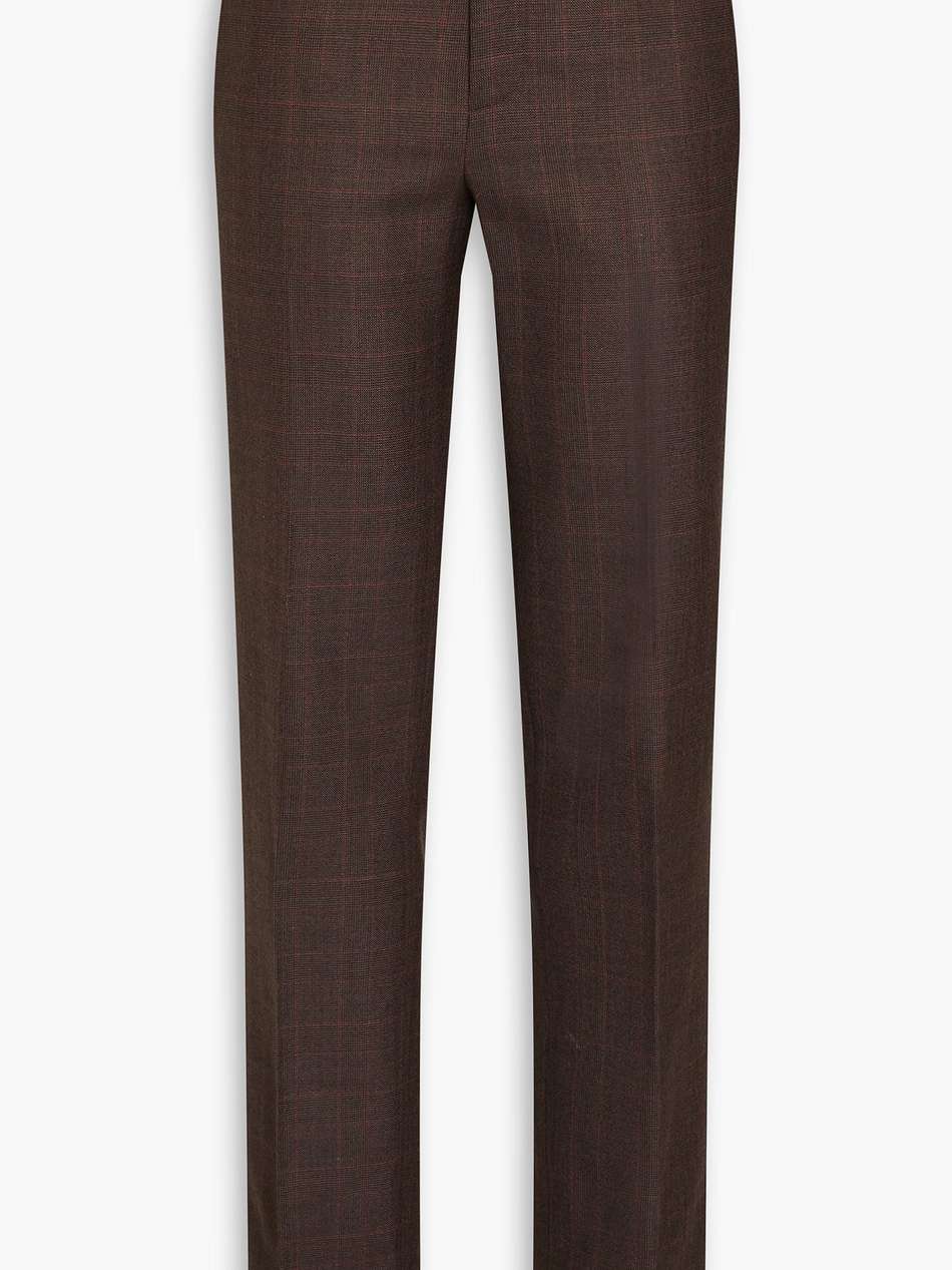 checked wool slim-leg pants