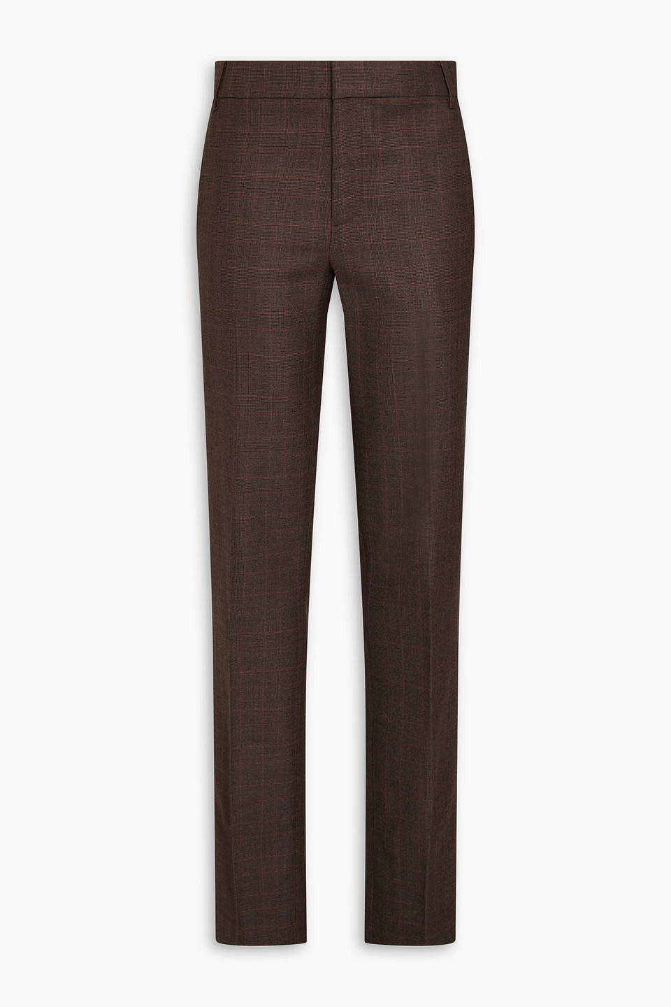 Tibi Checked Wool Slim-leg Pants In Dark Brown