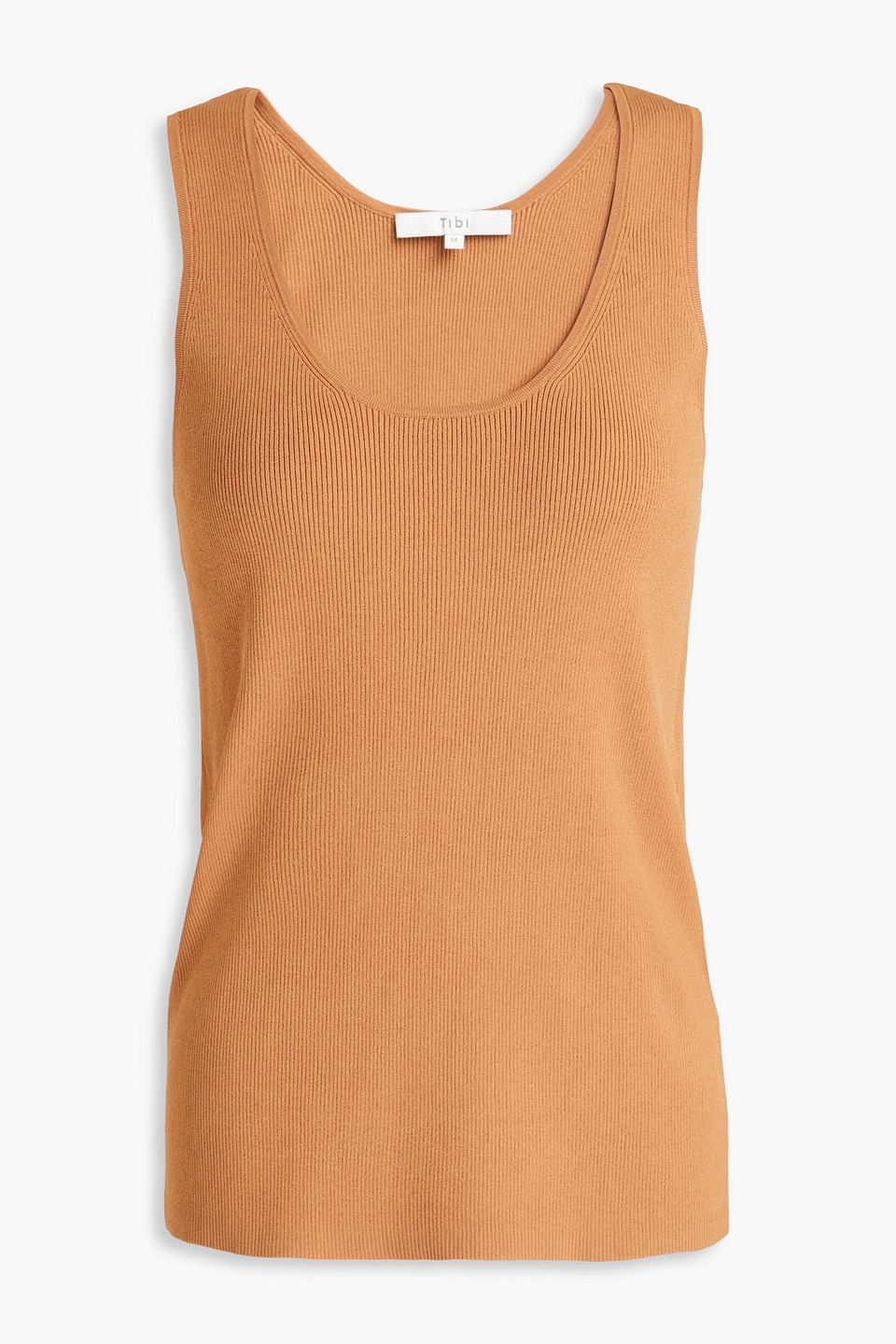 Tibi Ribbed-knit Tank In Camel