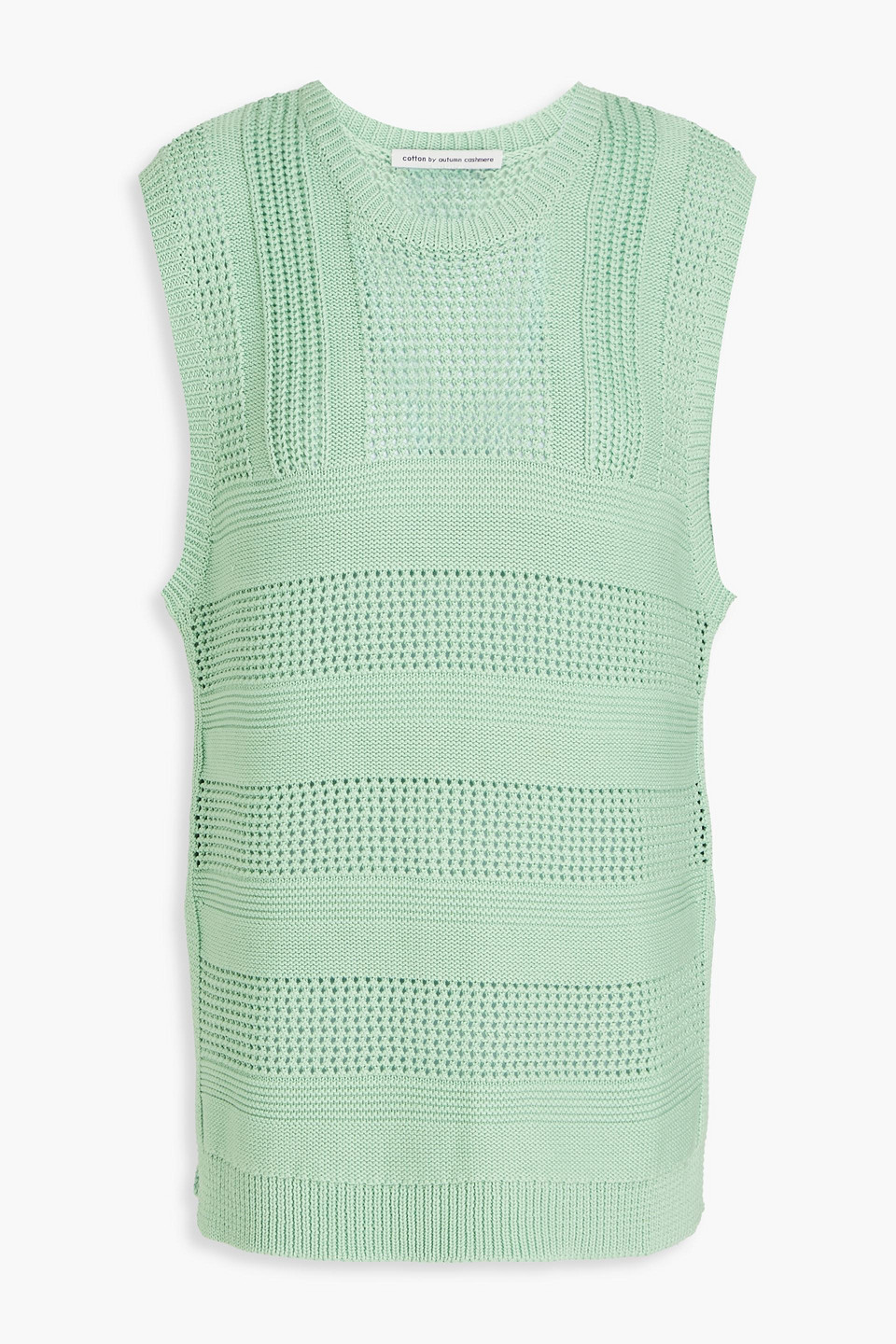 Autumn Cashmere Pointelle-knit Cotton Top In Light Green