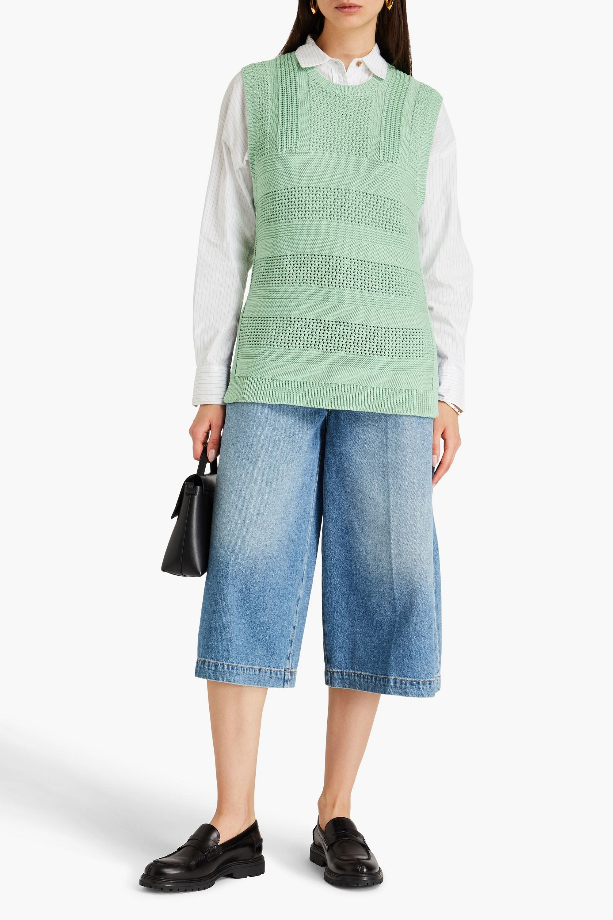 COTTON BY AUTUMN CASHMERE Pointelle-knit cotton vest