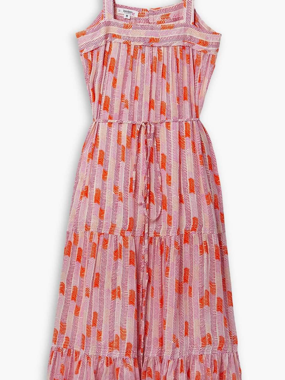 gigi sweepy belted printed ecovero™-blend midi dress