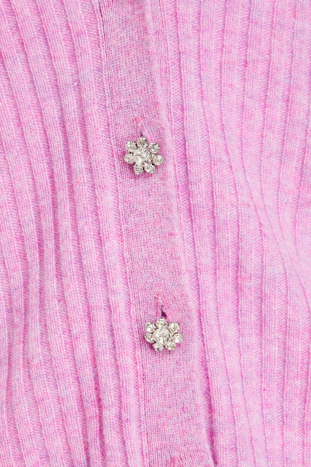 AUTUMN CASHMERE Crystal-embellished ribbed cashmere cardigan