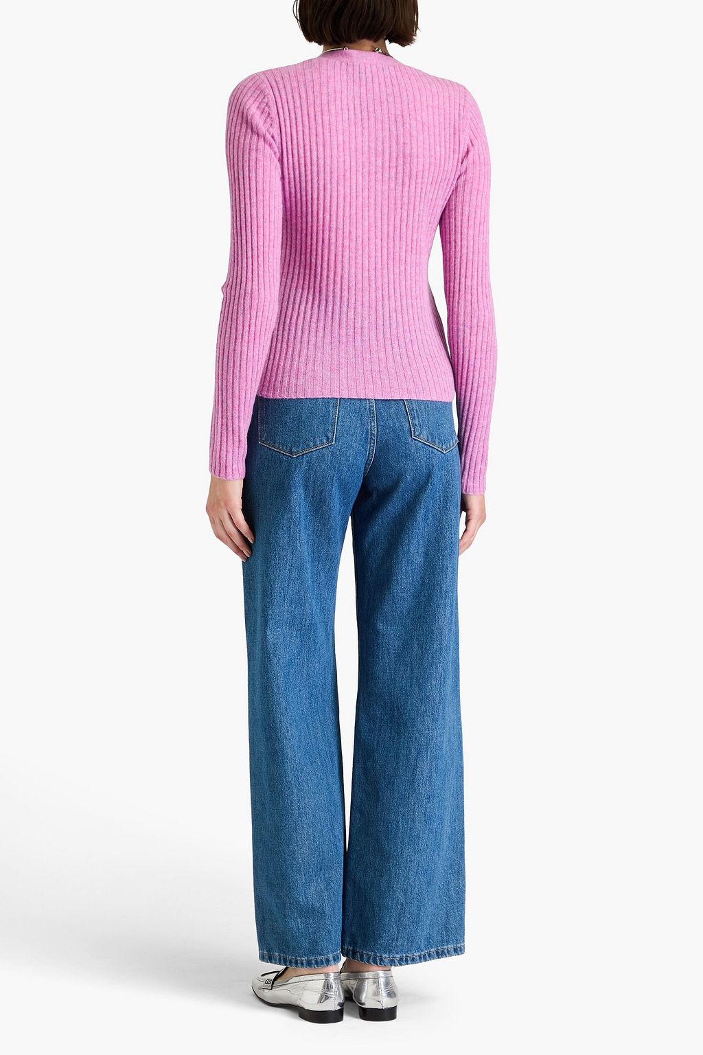 AUTUMN CASHMERE Crystal-embellished ribbed cashmere cardigan