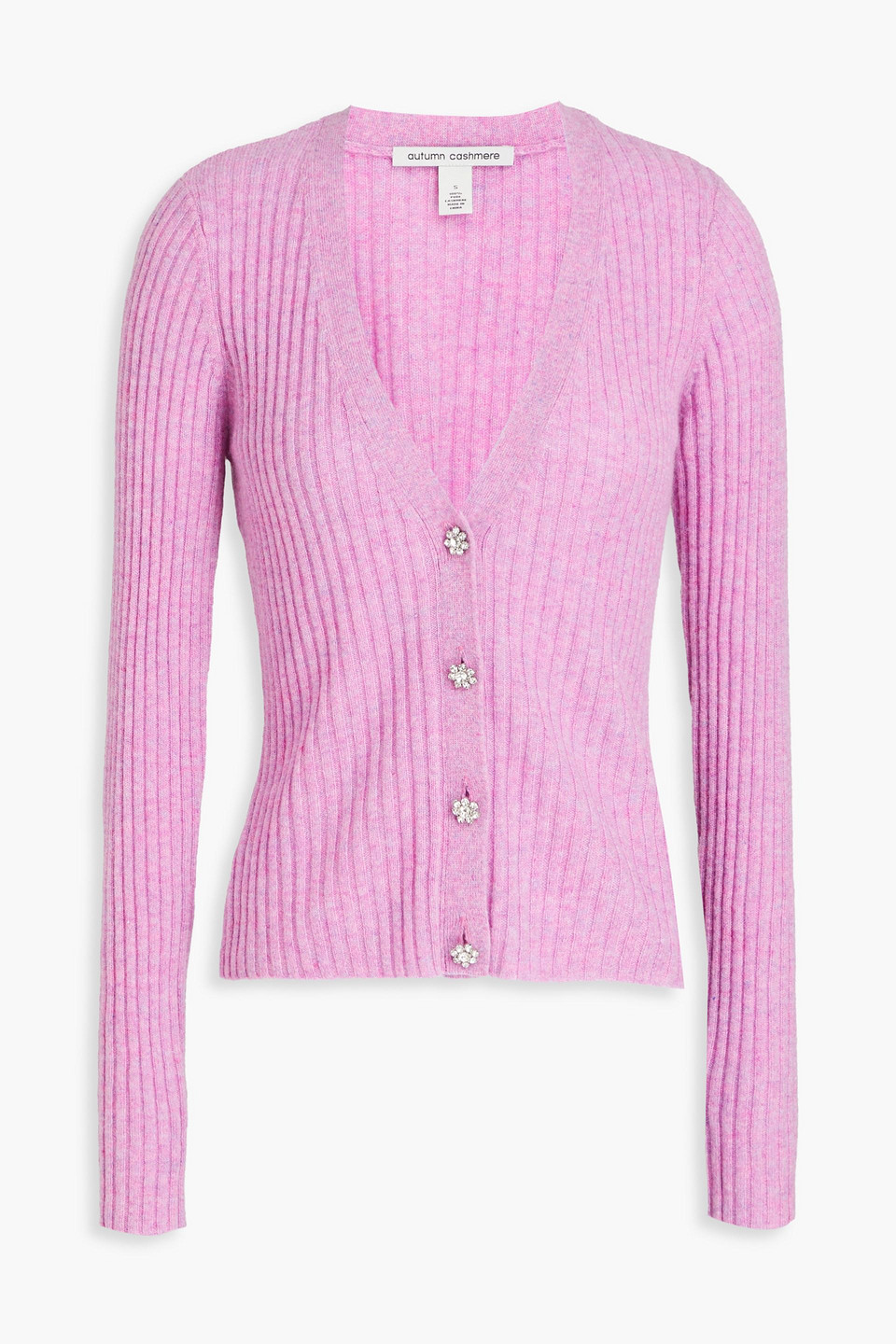 Autumn Cashmere Ribbed Cashmere Cardigan In Pink