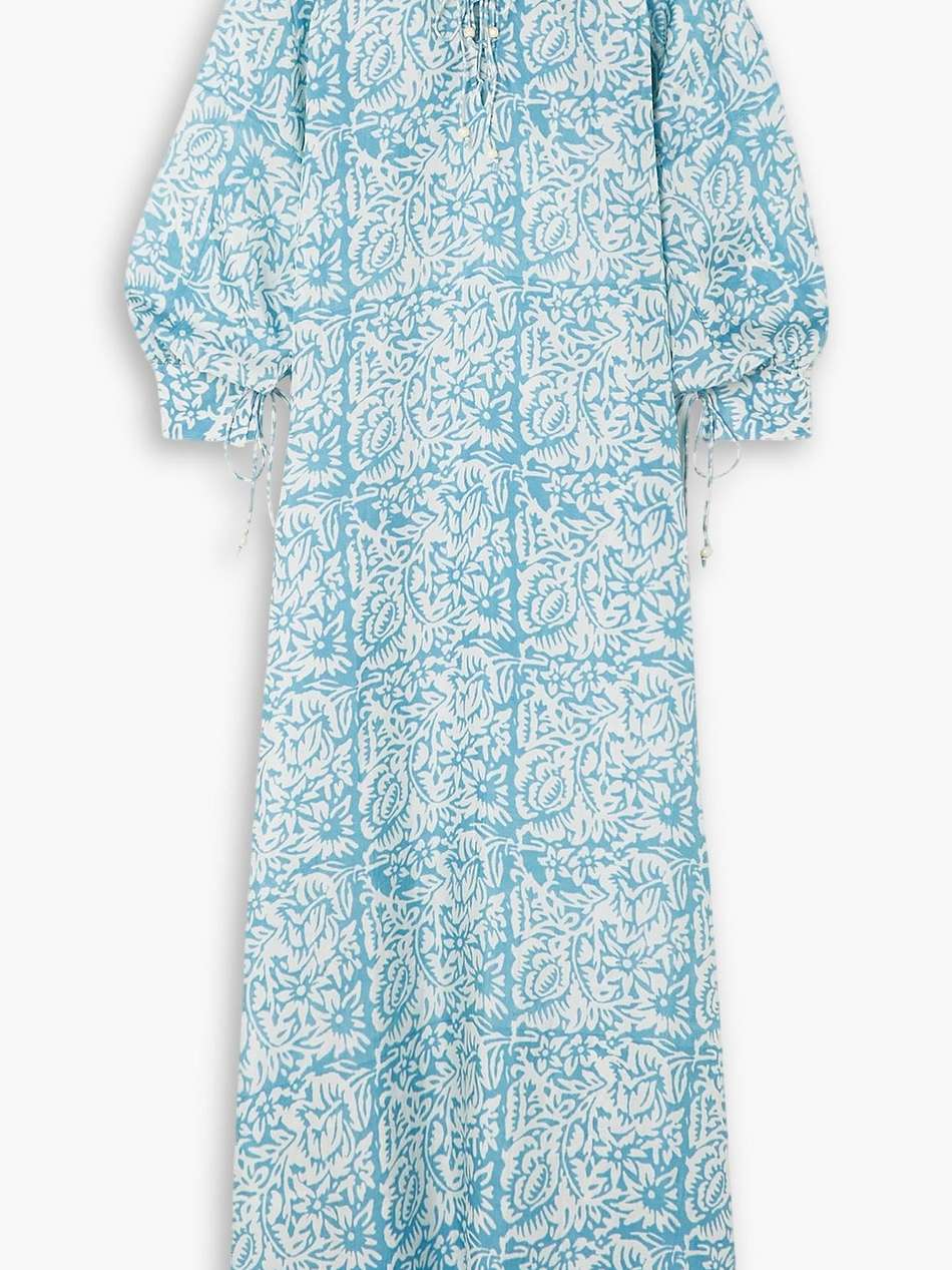 mitchell tie-detailed floral-print silk coverup