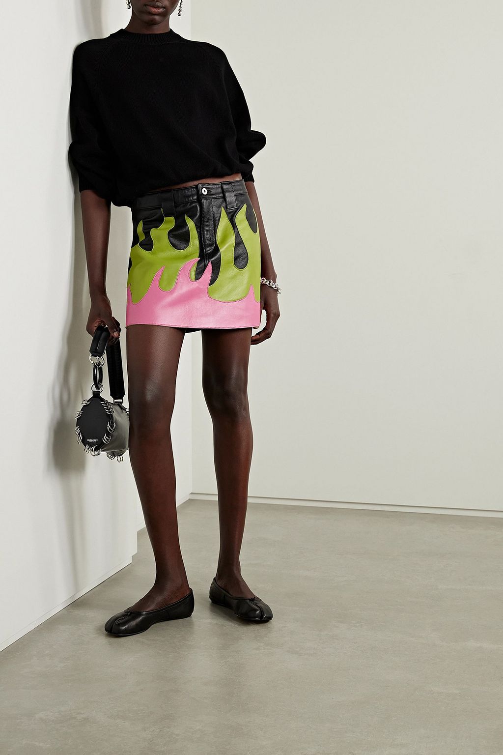 MARQUES' ALMEIDA Paneled leather mini skirt