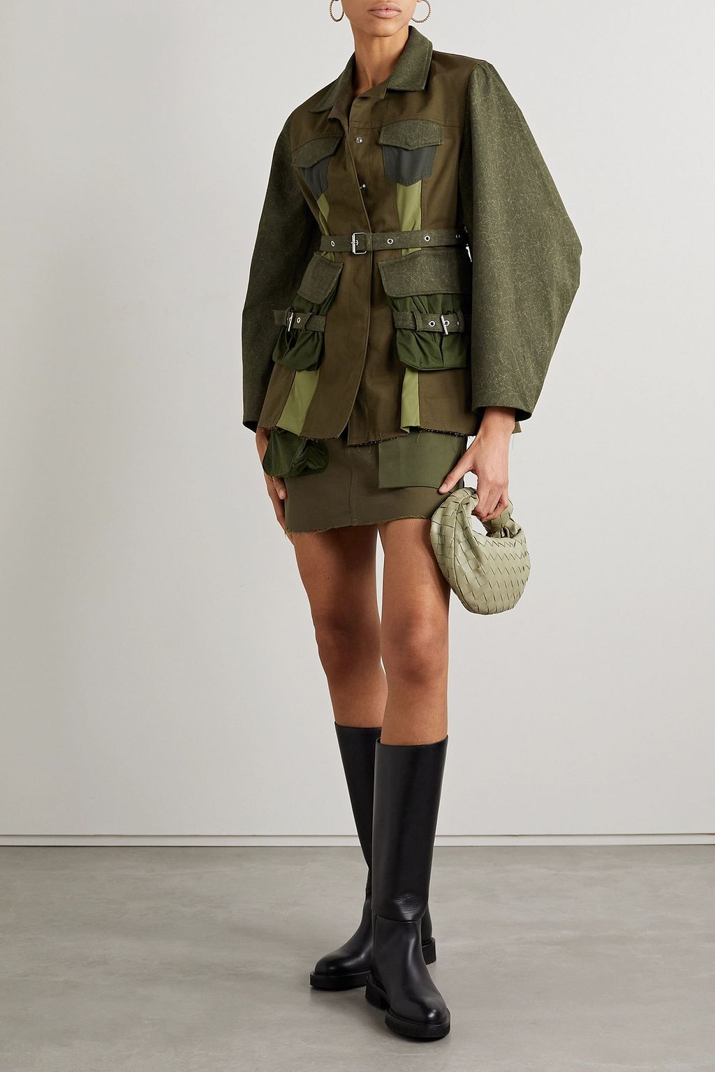 MARQUES' ALMEIDA Belted patchwork cotton-canvas and twill jacket