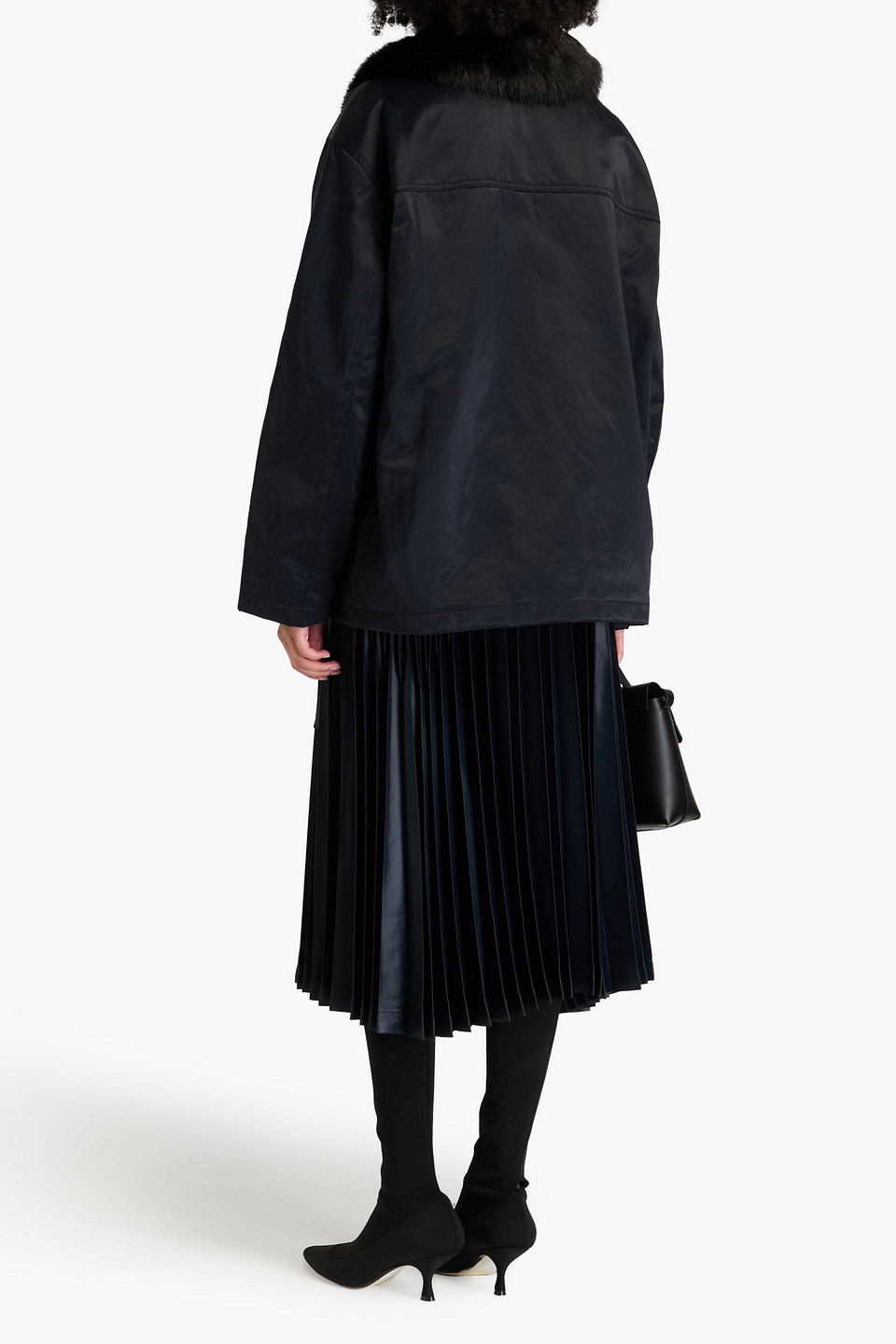 Nili Lotan Blaise Faux Fur-trimmed Shell Parka In Nachtblau