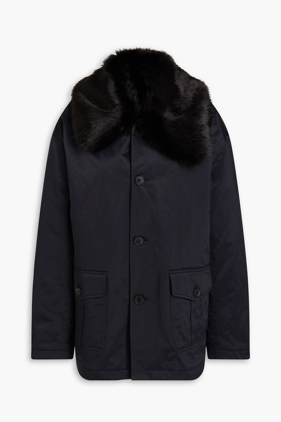 Nili Lotan Blaise Faux Fur-trimmed Shell Parka In Black