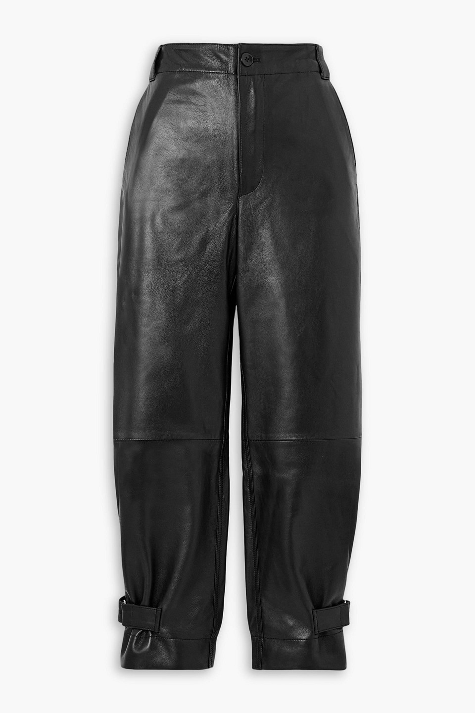 Shop Proenza Schouler Cropped Leather Tapered Pants In Schwarz