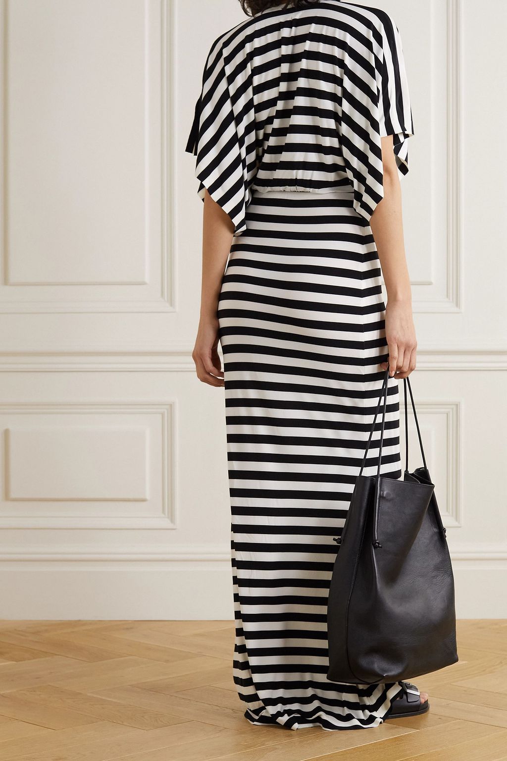 NORMA KAMALI Obie Maxikleid aus gestreiftem Stretch-Jersey