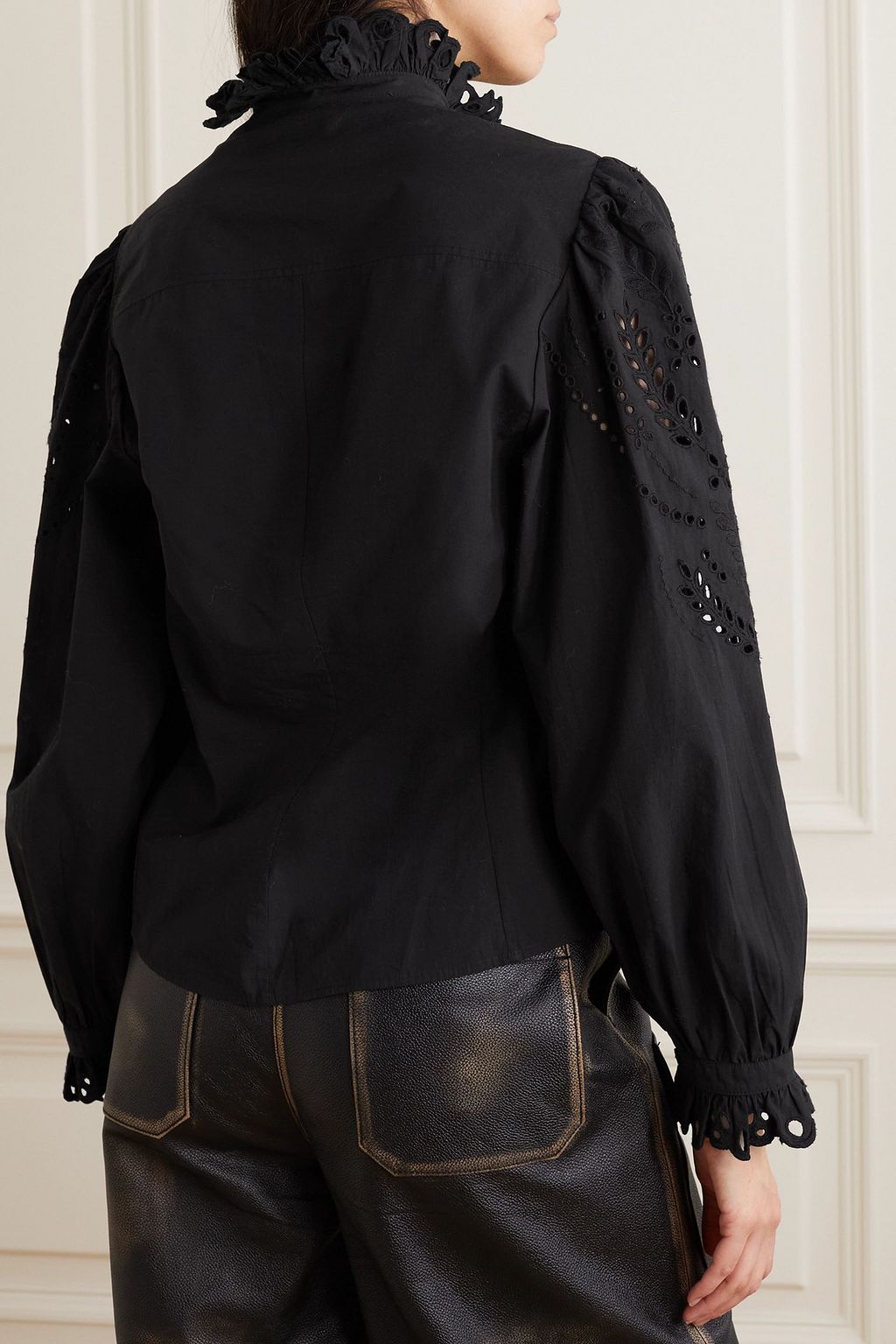 MARANT ÉTOILE Raissa broderie anglaise-trimmed cotton-poplin blouse