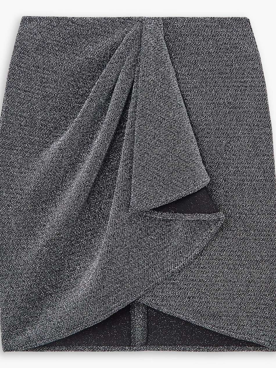 draped metallic stretch-jersey mini skirt
