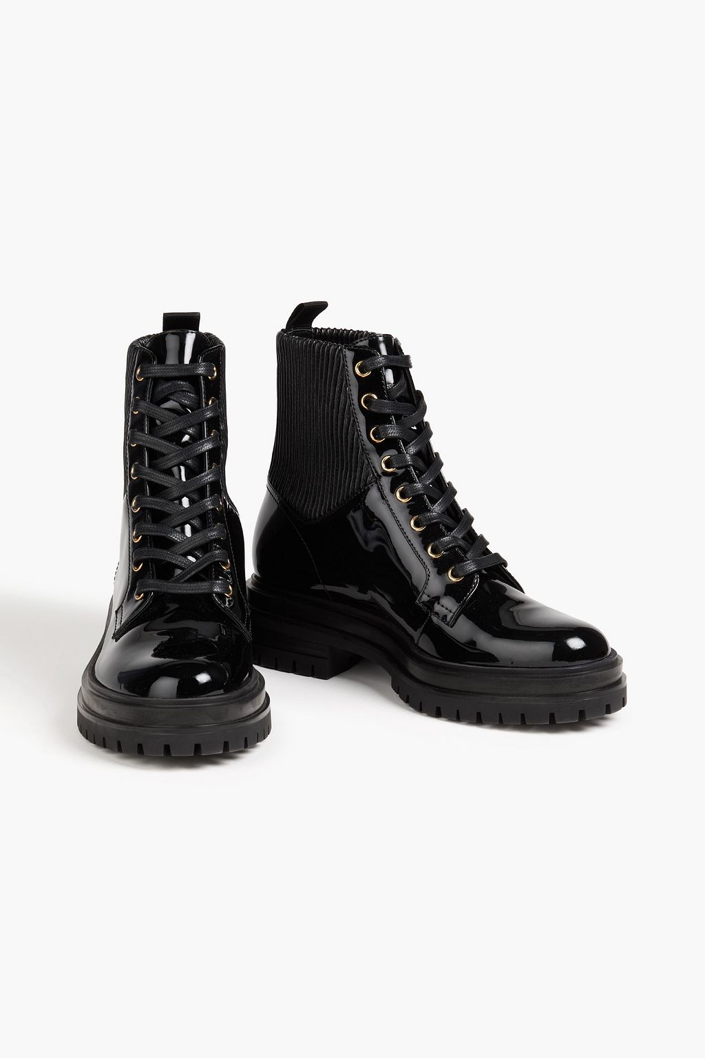 GIANVITO ROSSI Martis 20 パテントレザー コンバットブーツ