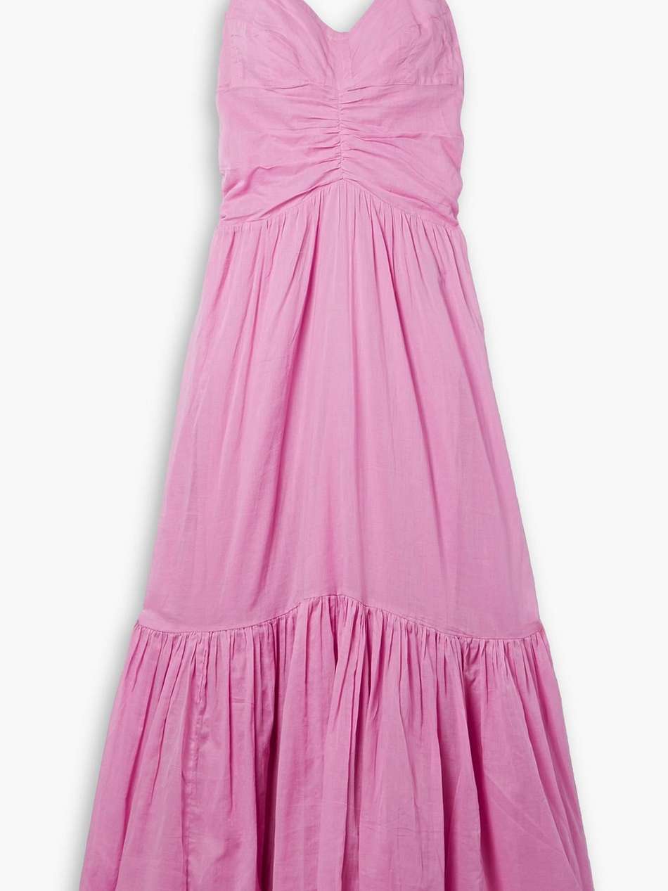 giana ruched tiered cotton-voile maxi dress