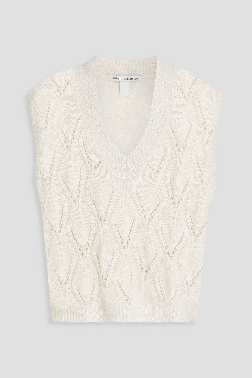 Autumn Cashmere Pointelle-knit Cashmere Waistcoat In Ecru