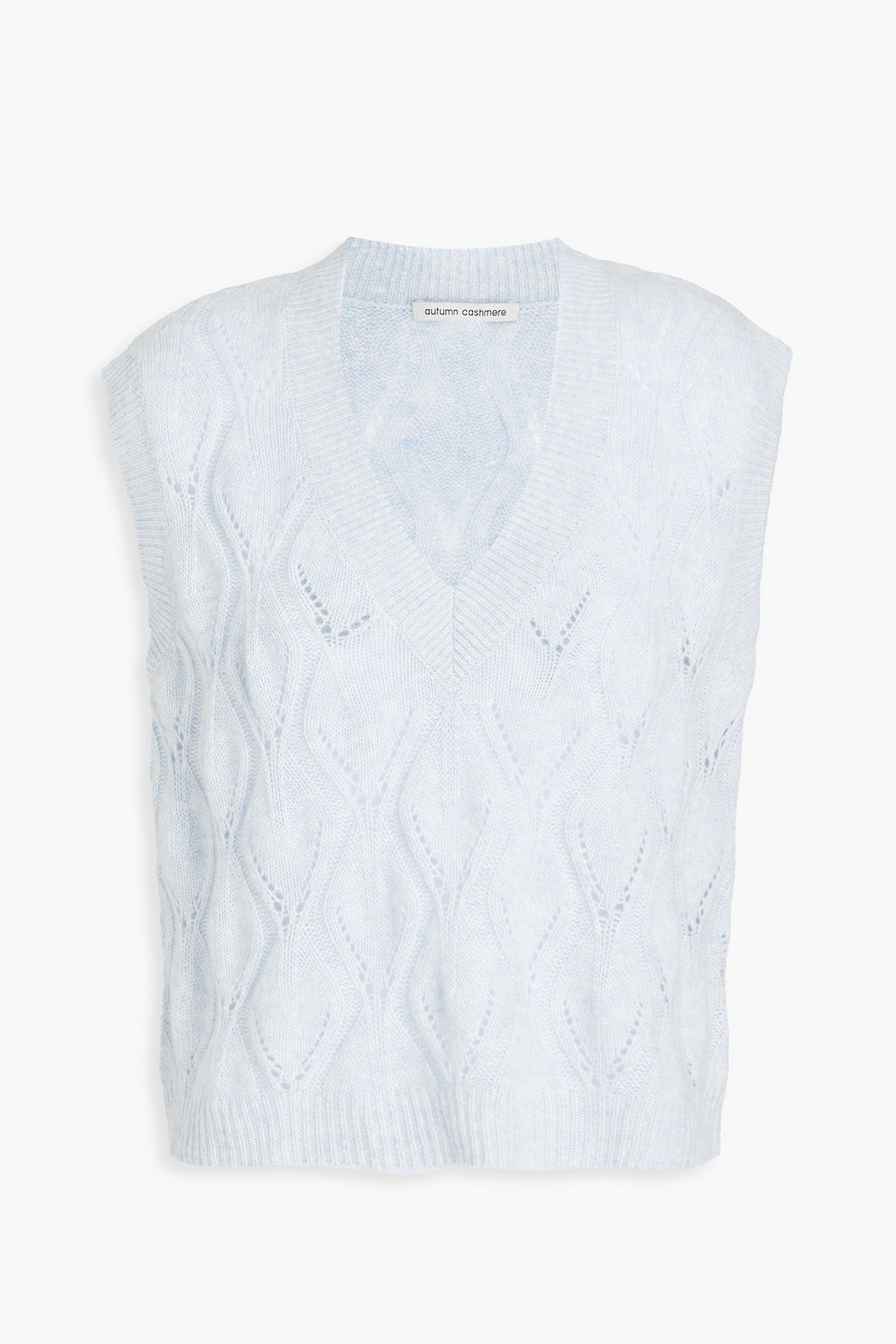 Autumn Cashmere Pointelle-knit Cashmere Vest In Light Blue