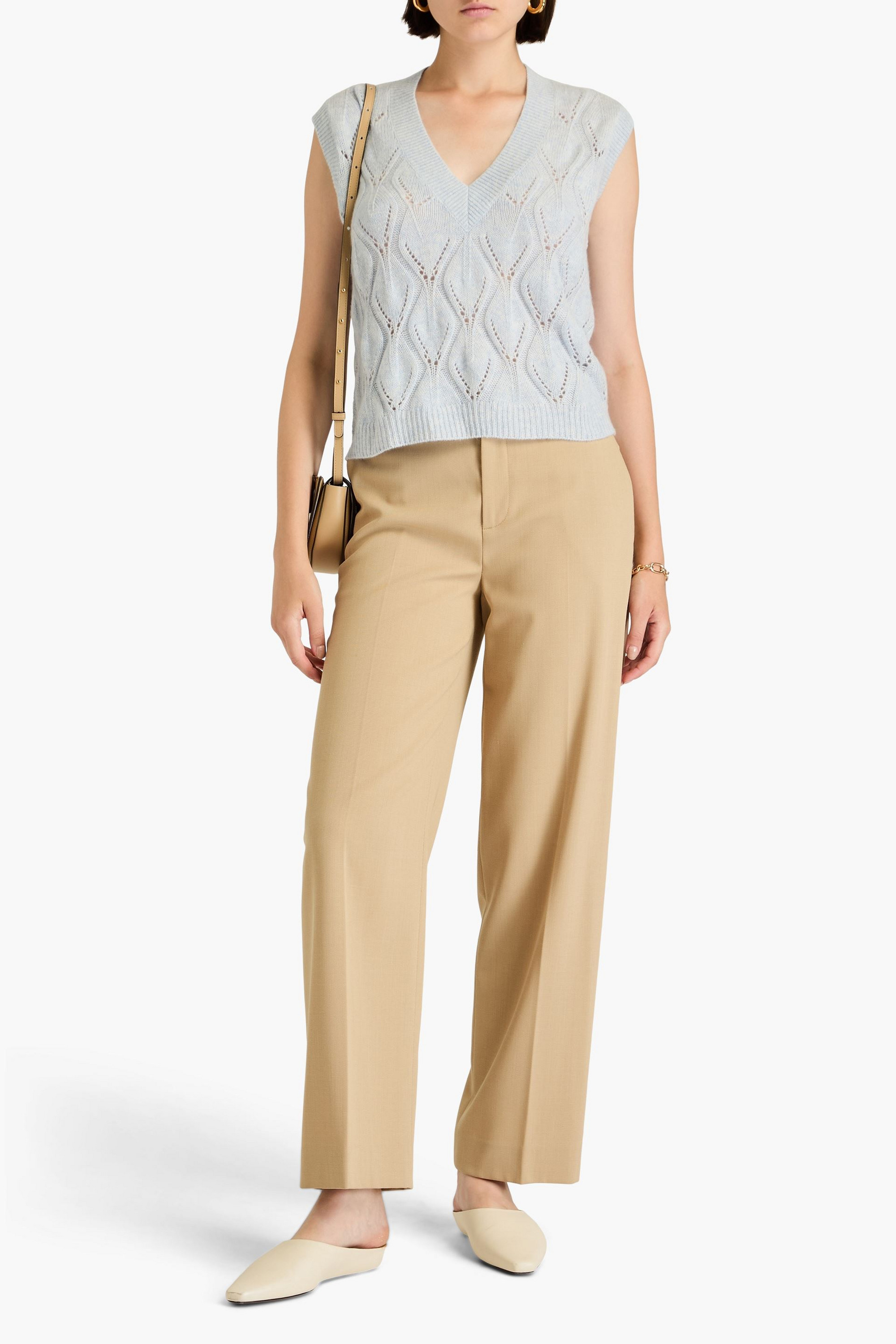 Autumn Cashmere Pointelle-knit cashmere vest