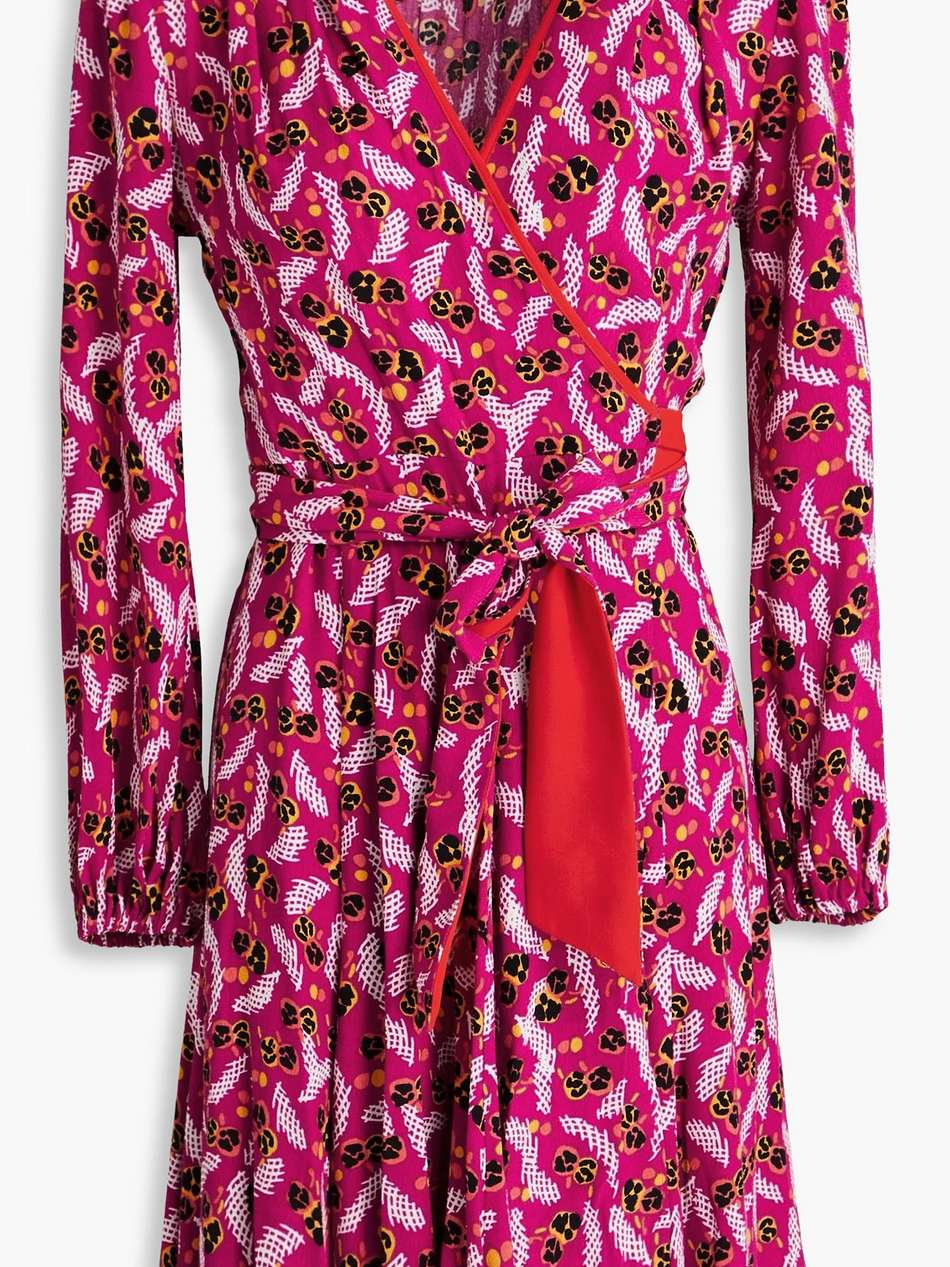 linsey printed crepe mini wrap dress