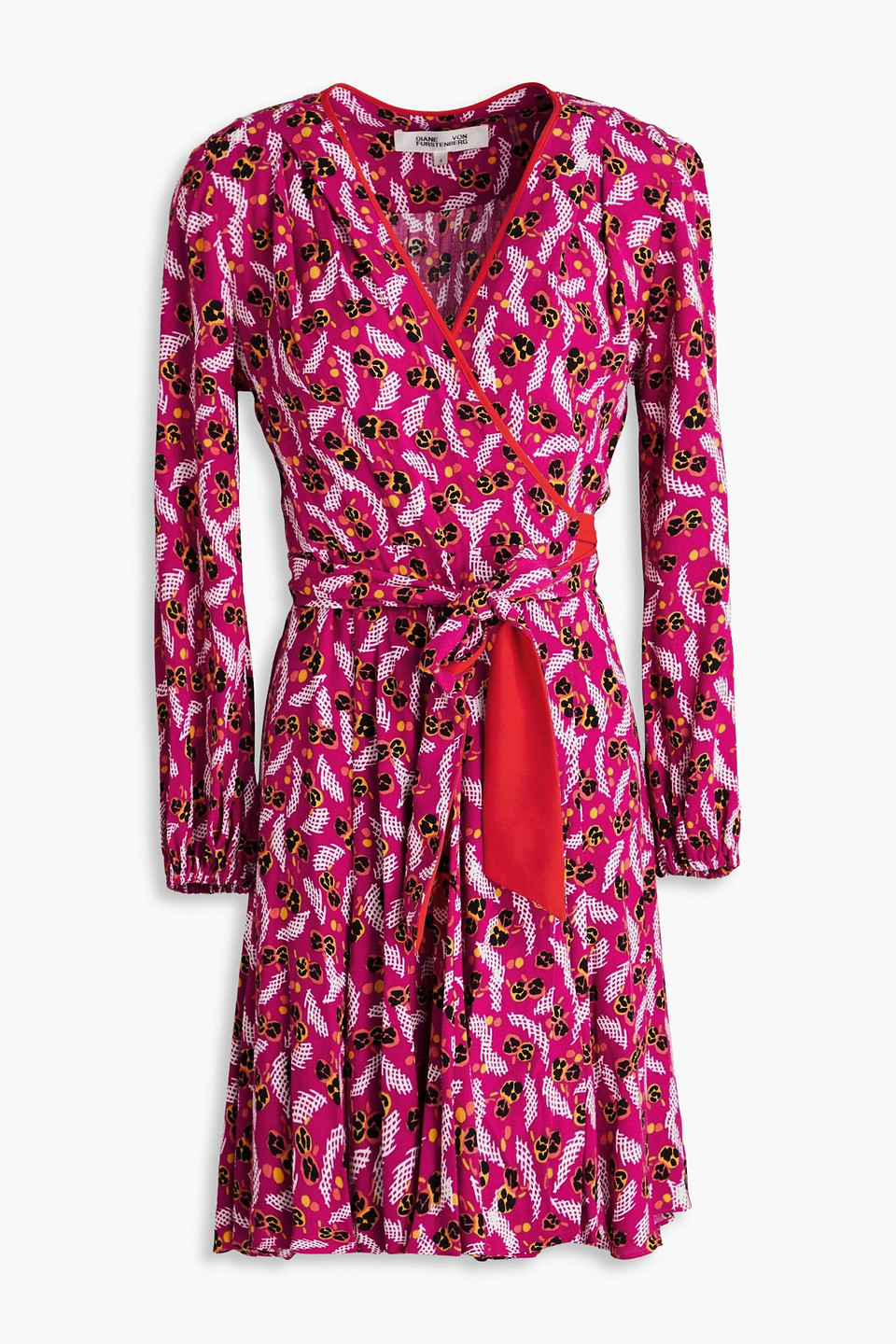Diane Von Furstenberg Linsey Printed Crepe Wrap Dress In Magenta