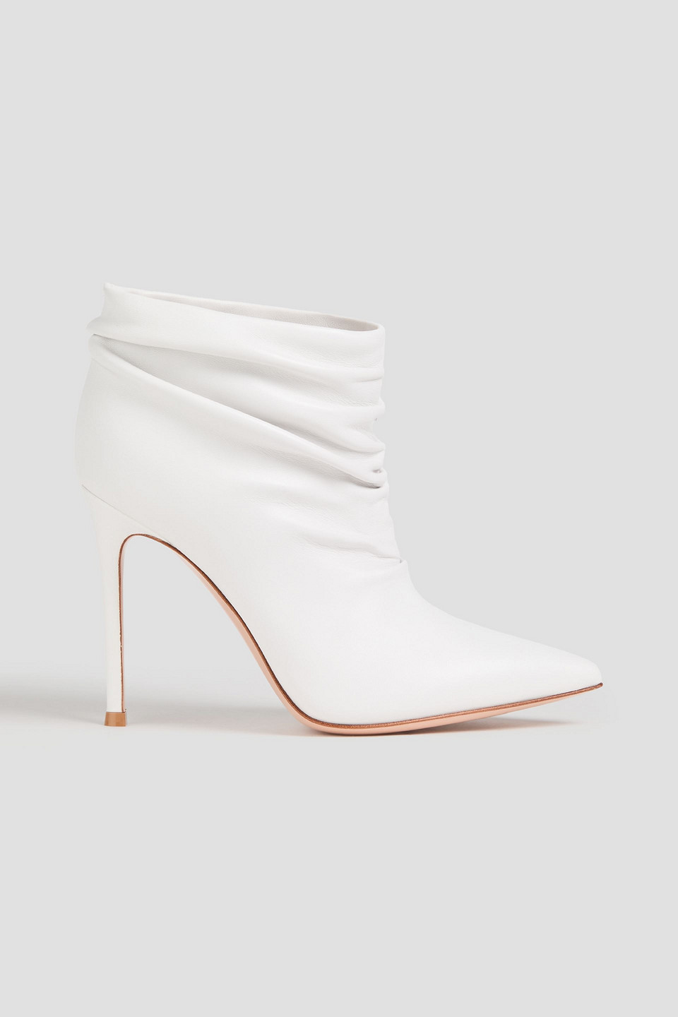 Gianvito Rossi Cypril Ruched Leather Ankle Boots In White