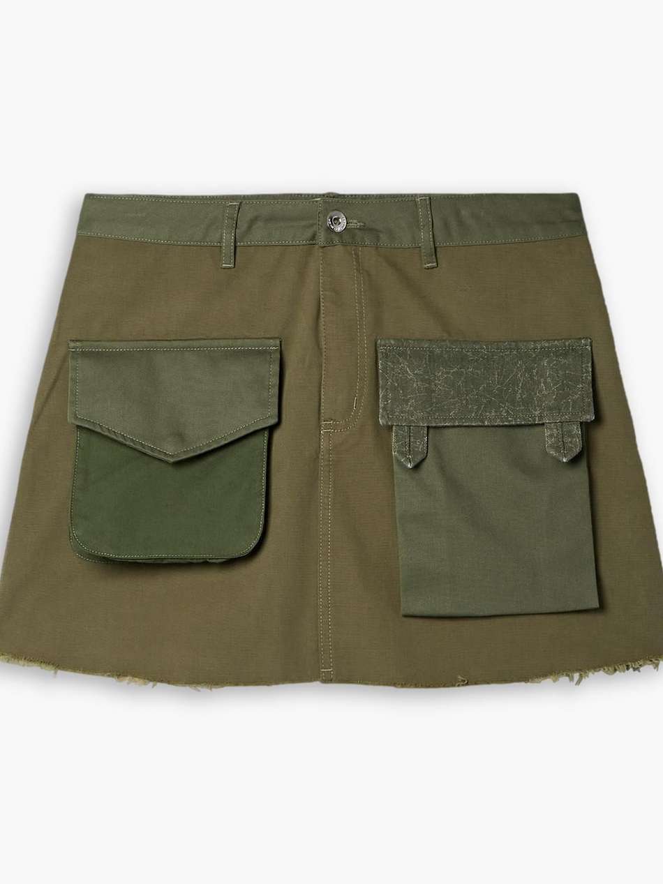 patchwork cotton-canvas and twill mini skirt