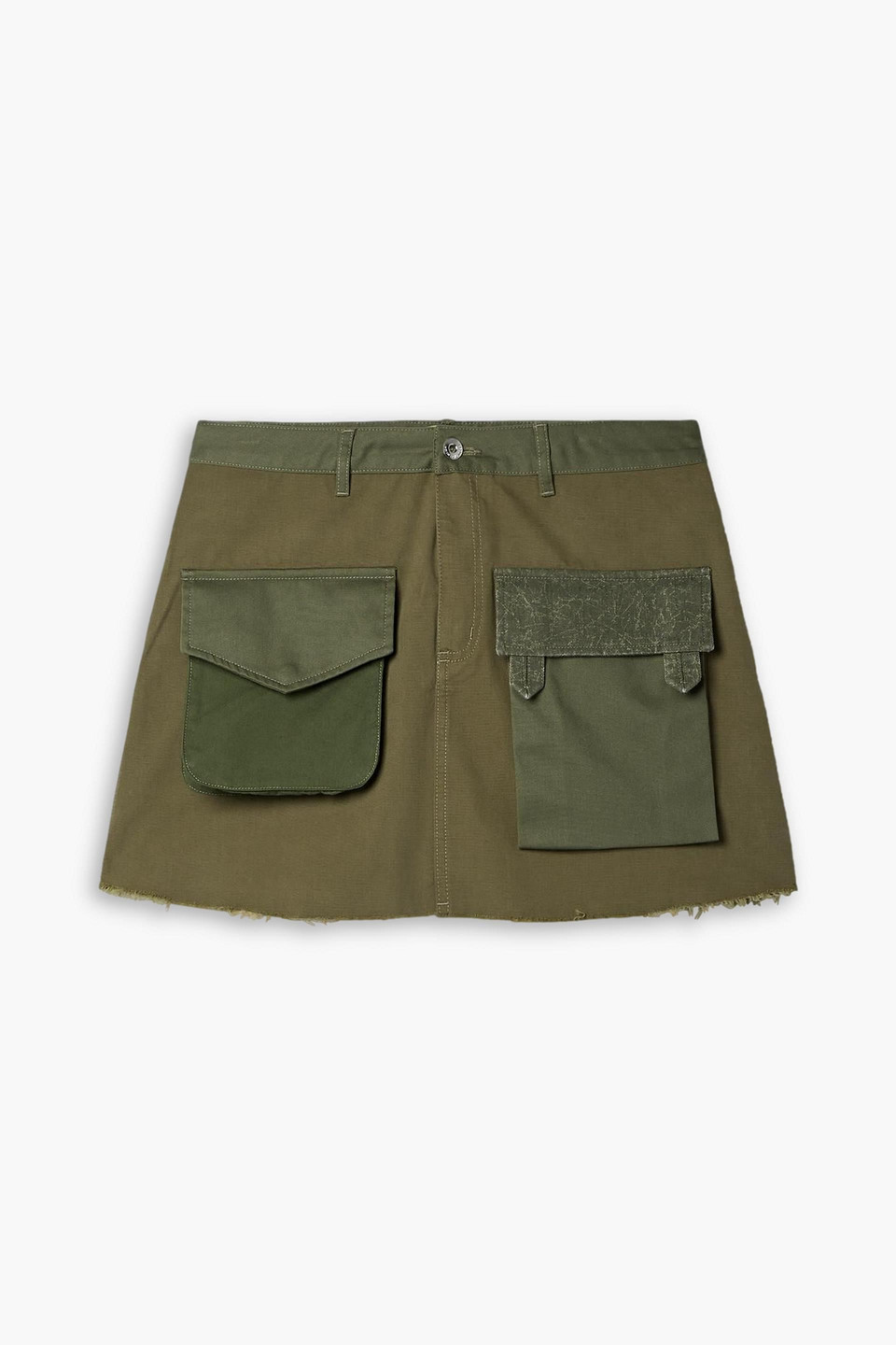 Marques' Almeida Patchwork Cotton-canvas And Twill Mini Skirt In Army Green