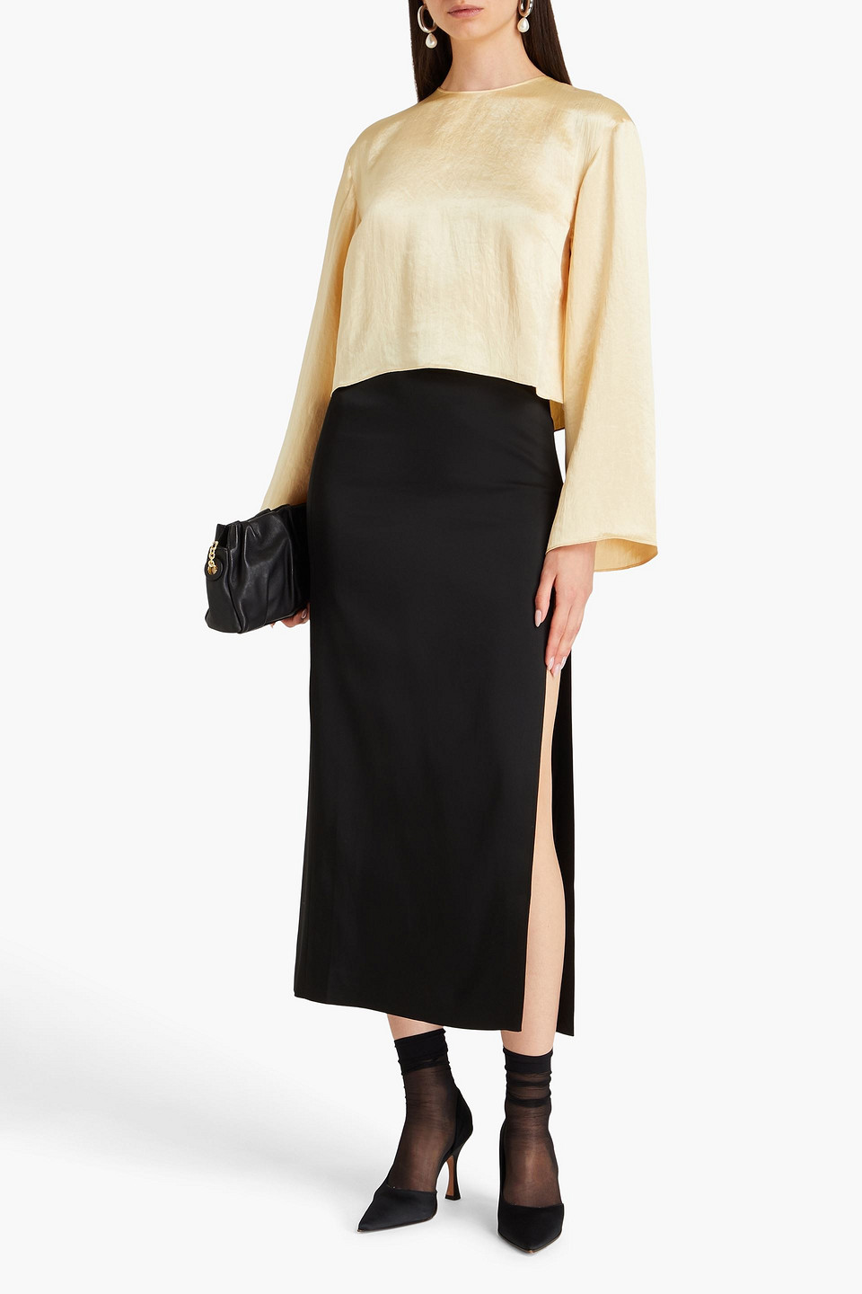 Tibi Satin-twill Top In Yellow