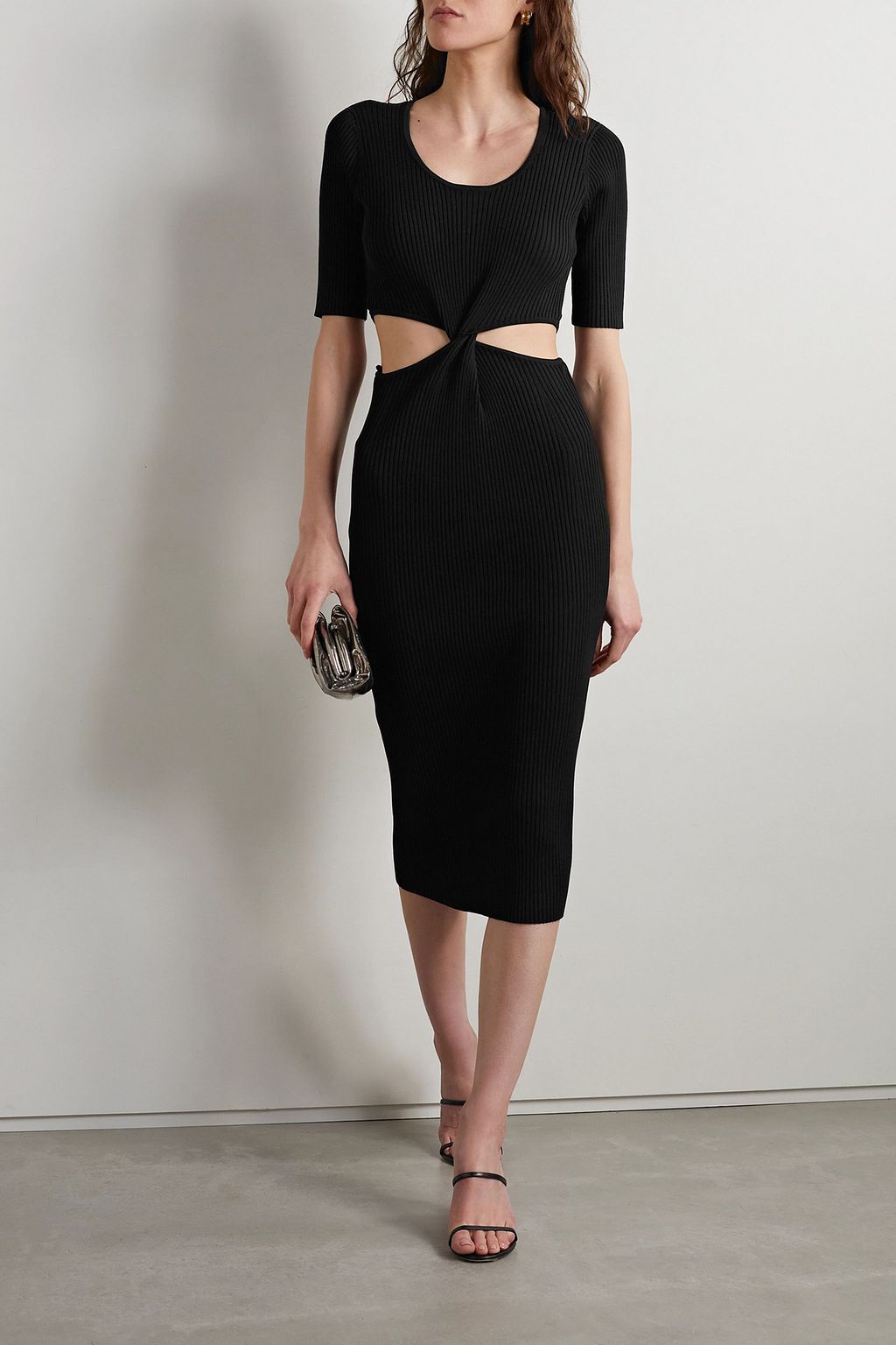 SIMKHAI Colette cutout ribbed-knit midi dress