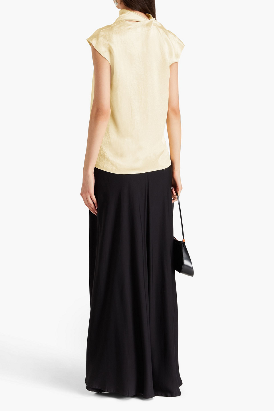 Tibi Draped Satin-crepe Top In Yellow