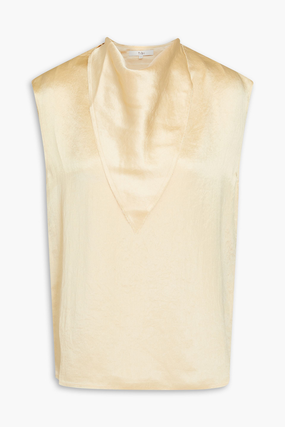 Tibi Draped Satin-crepe Top In Yellow