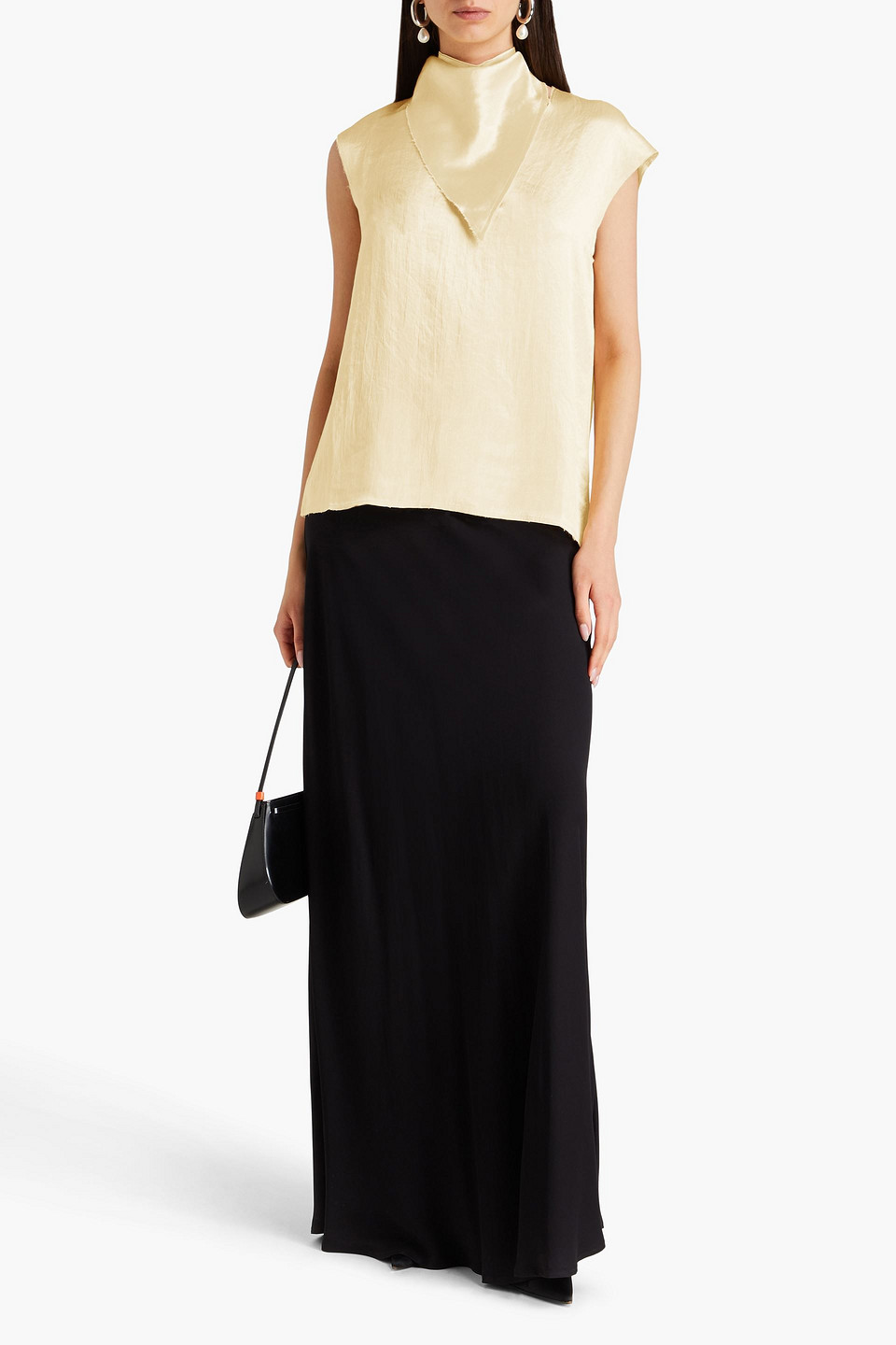Tibi Draped Satin-crepe Top In Yellow