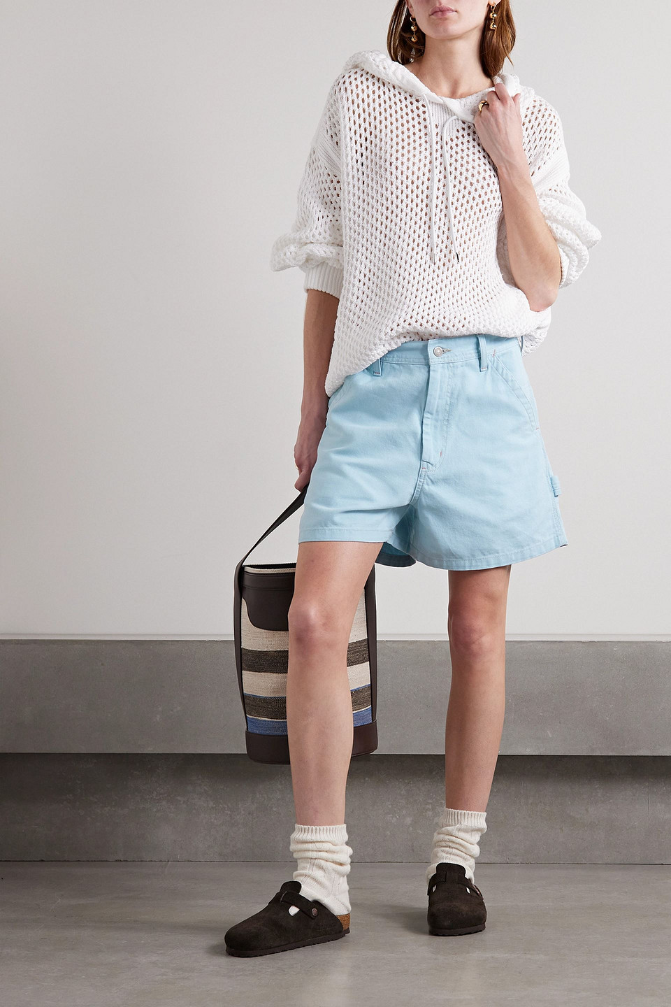 DENIMIST CARPENTER COTTON-PIQUÉ SHORTS 