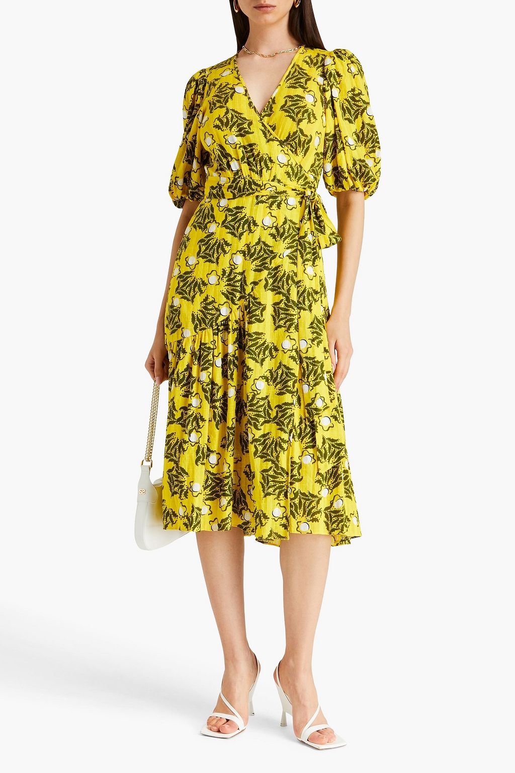 DIANE VON FURSTENBERG 프린트 자카드 미디 랩 드레스