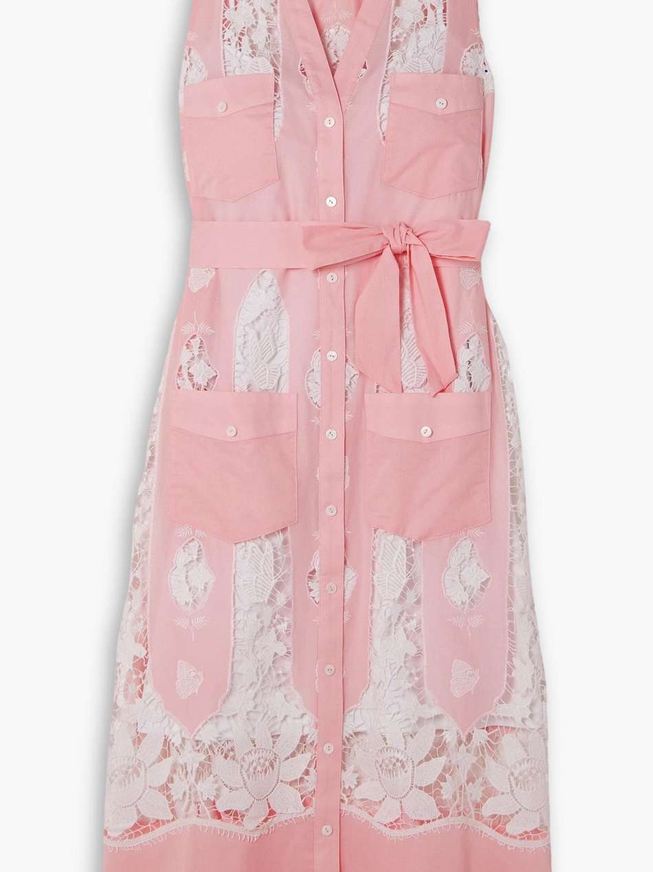 alexia embroidered paneled cotton midi shirt dress