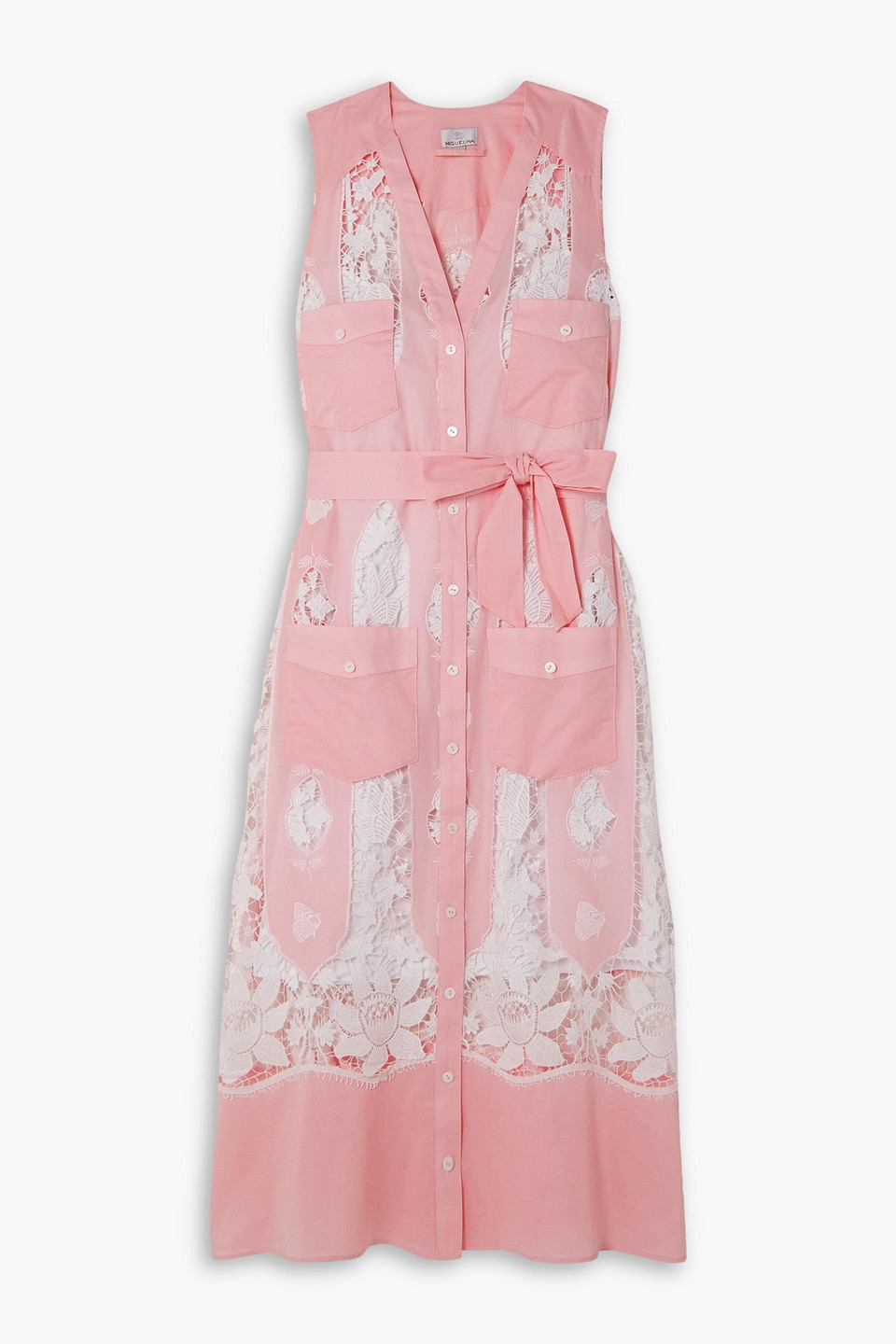 Alexia embroidered paneled cotton midi shirt dress