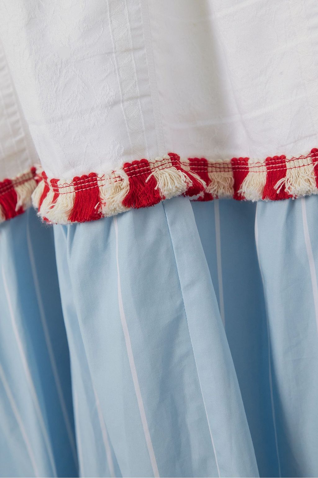 FLORA SARDALOS Kerkyra belted rick rack-trimmed tiered cotton maxi dress