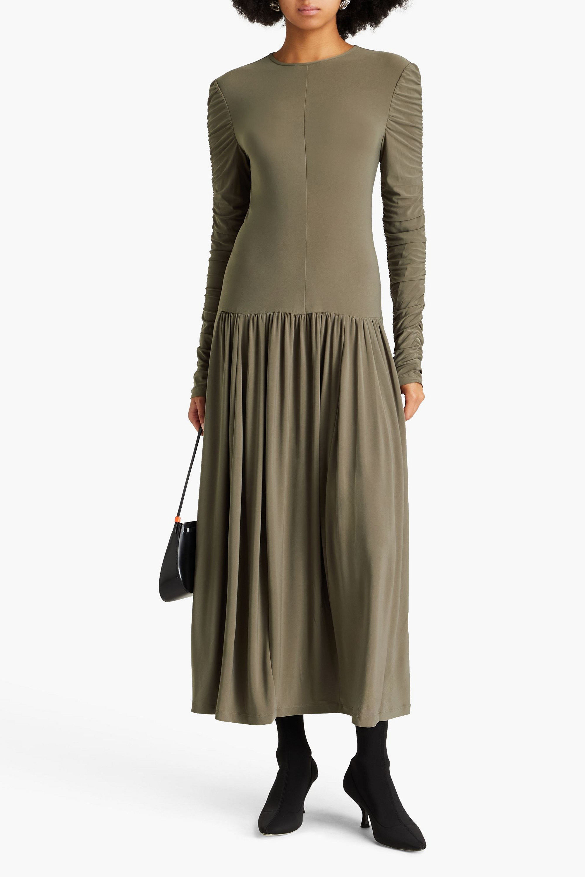 Tibi Ruched jersey midi dress