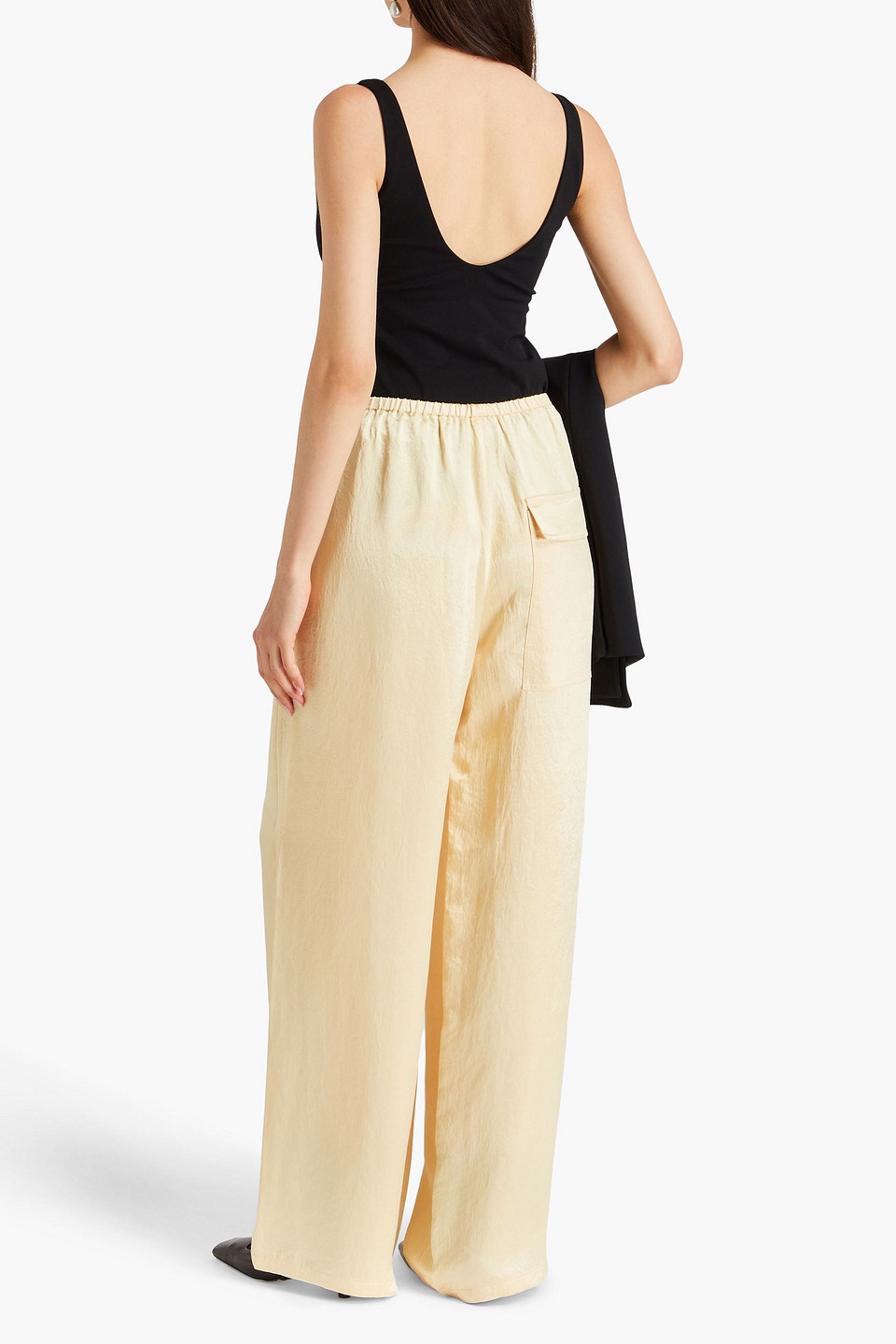 Tibi Satin-twill Wide-leg Pants In Yellow