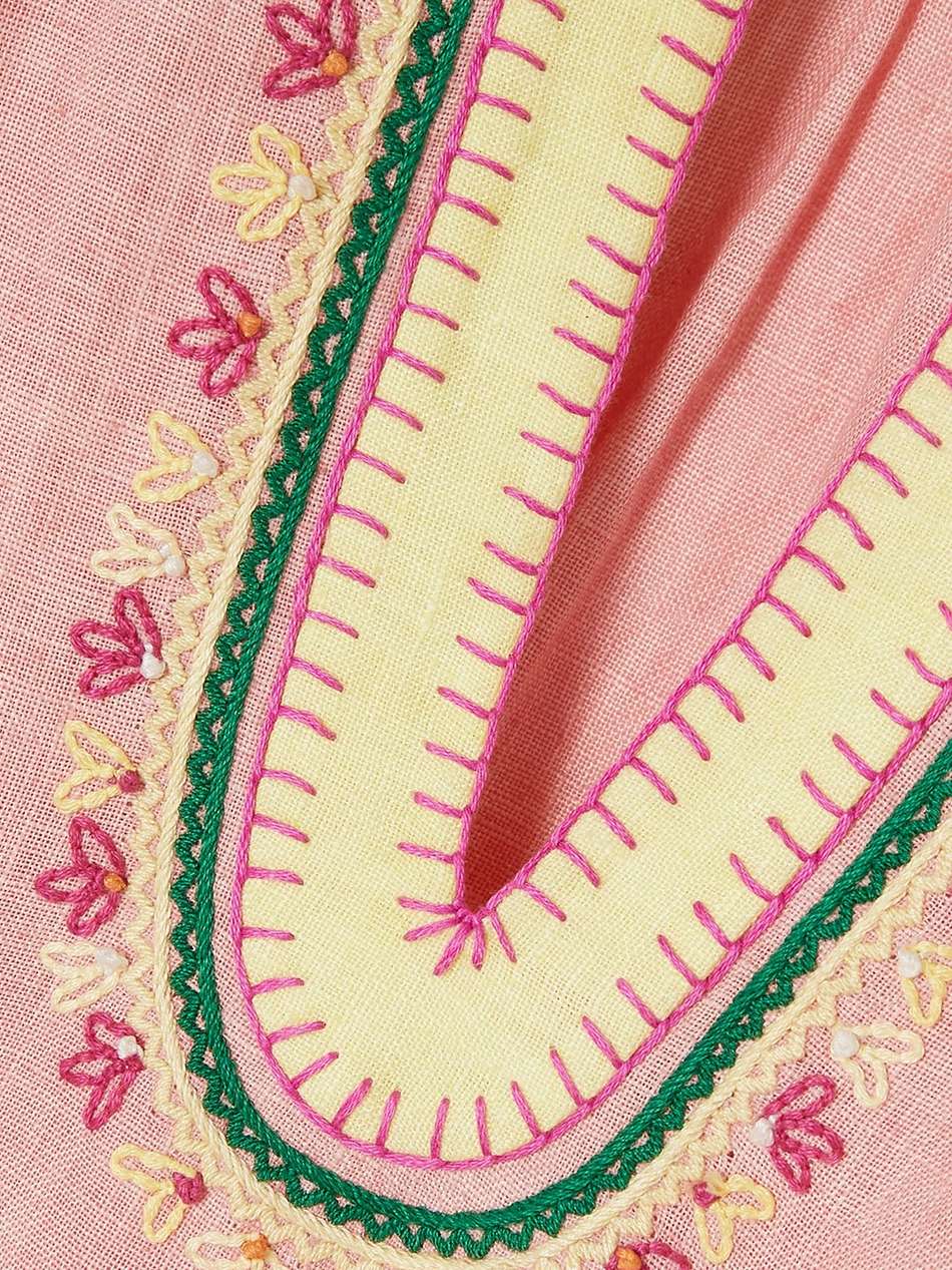 ashley tiered embroidered linen mini dress