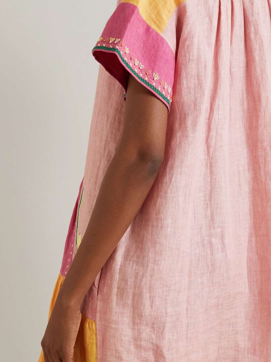 ashley tiered embroidered linen mini dress