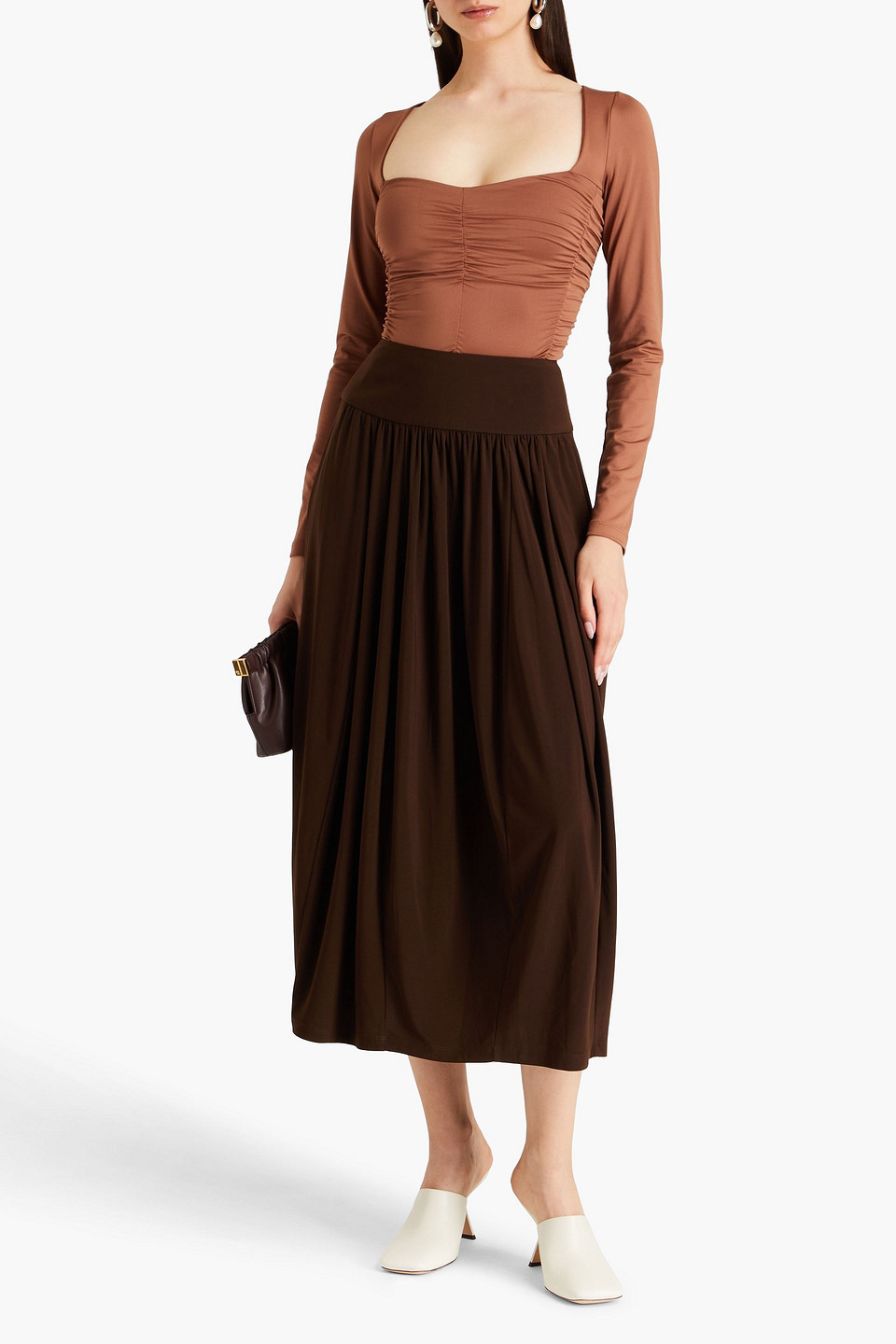  Tibi - Body Aus Jersey Mit Raffungen - Braun - Xxs 