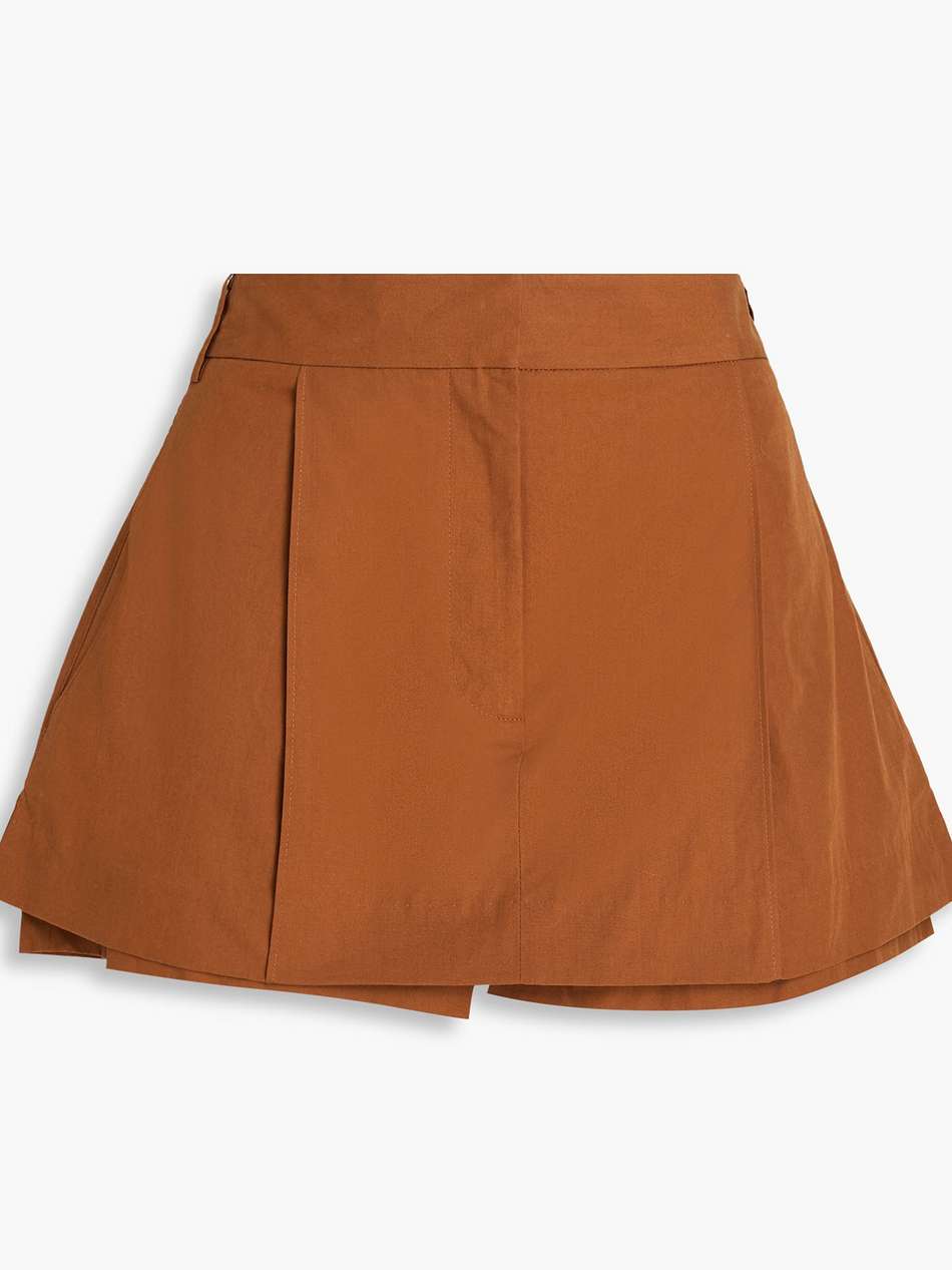 pleated cotton-sateen mini skirt