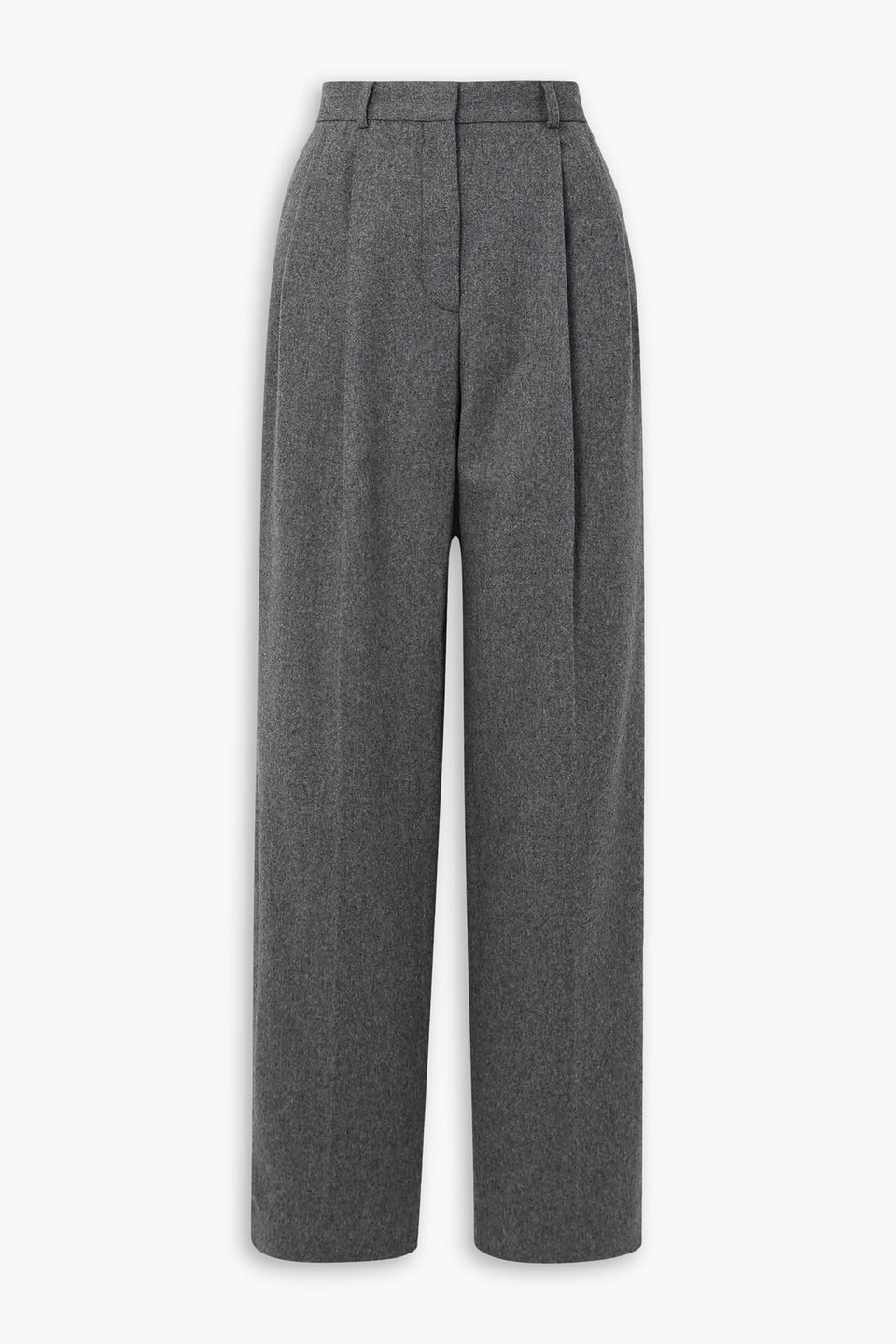 Totême Pleated Wool-blend Straight-leg Pants In Dark Gray