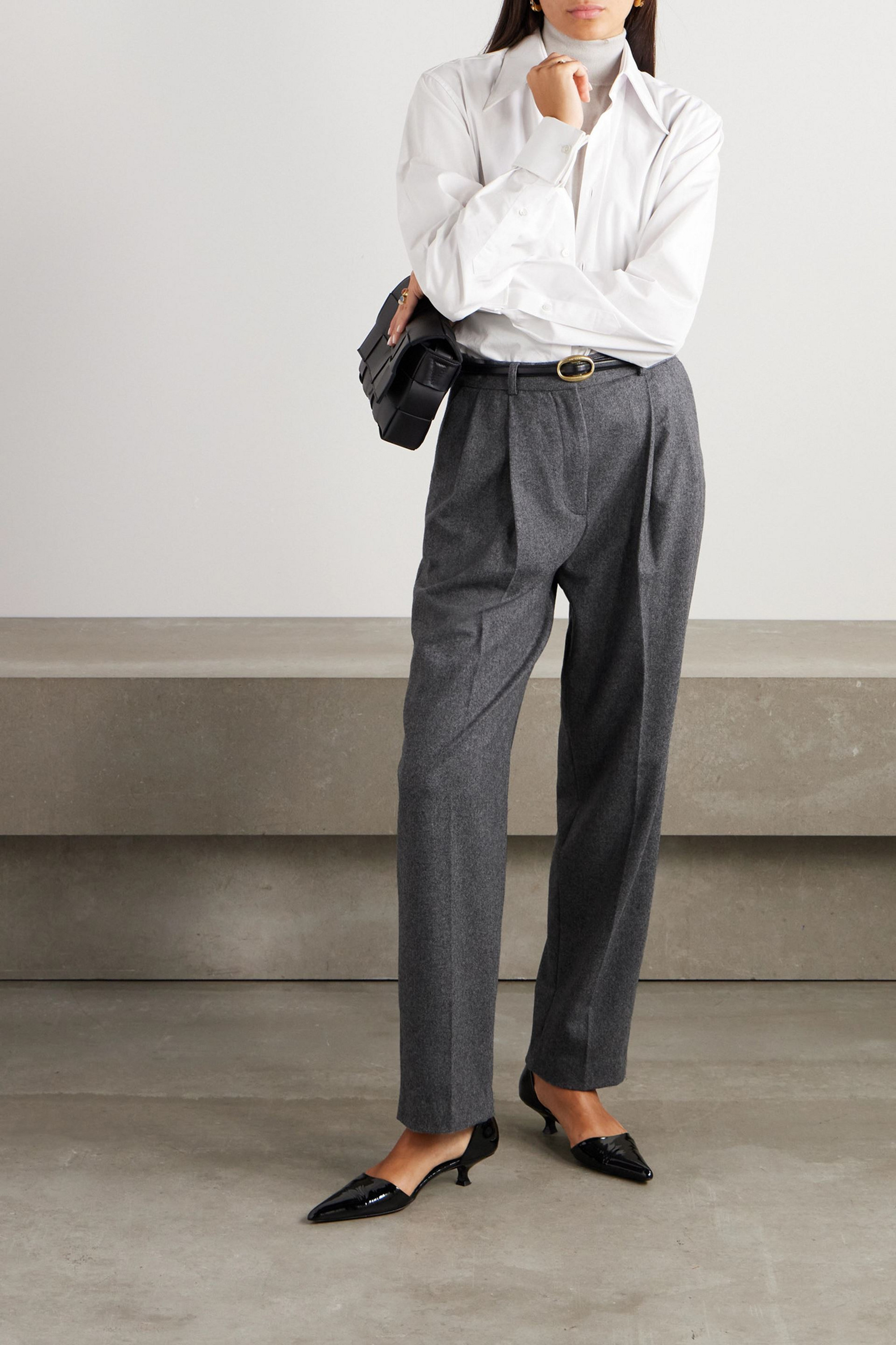 TOTEME Pleated wool-blend straight-leg pants