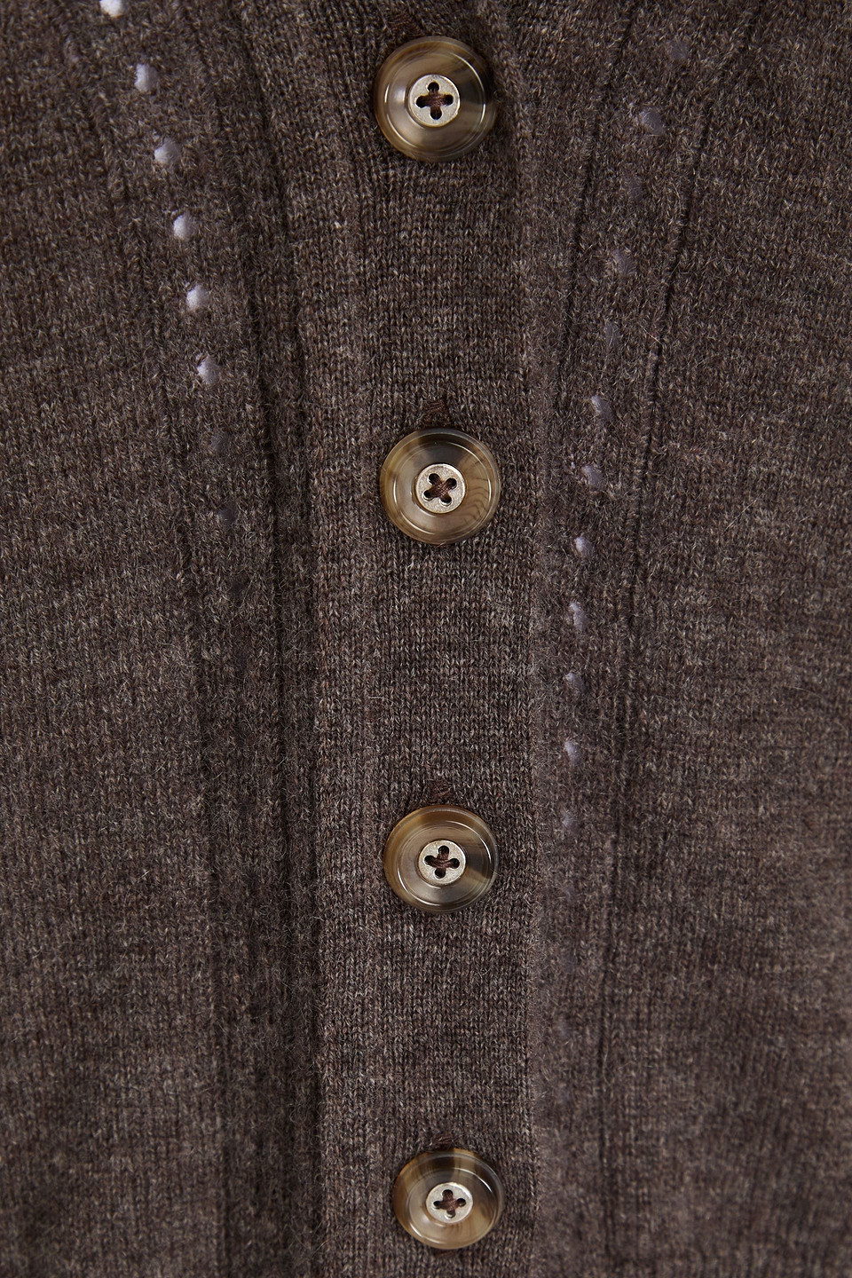 Shop Autumn Cashmere Pointelle-trimmed Cashmere Cardigan In Dark Brown