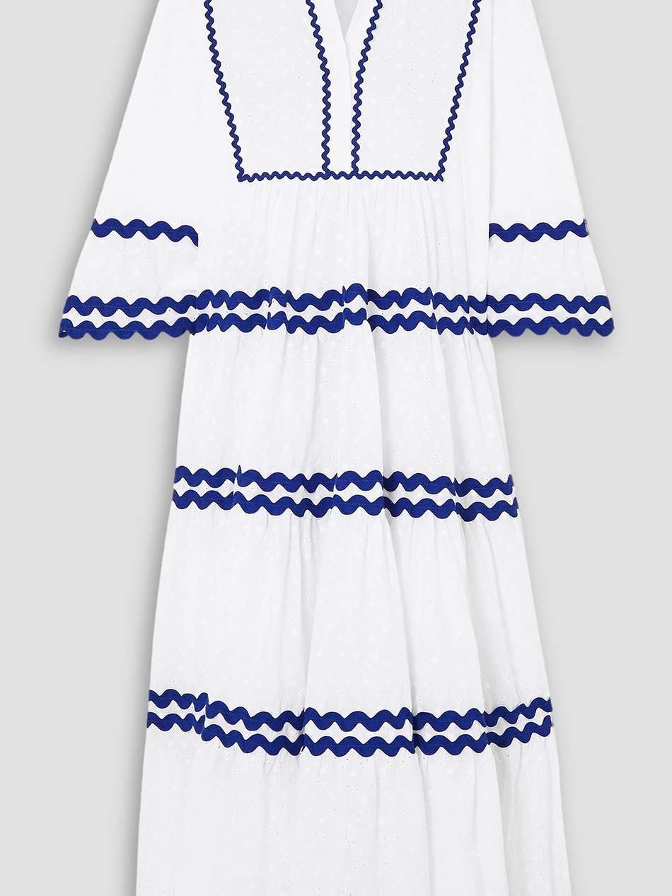 milos rick rack-trimmed broderie anglaise cotton maxi dress
