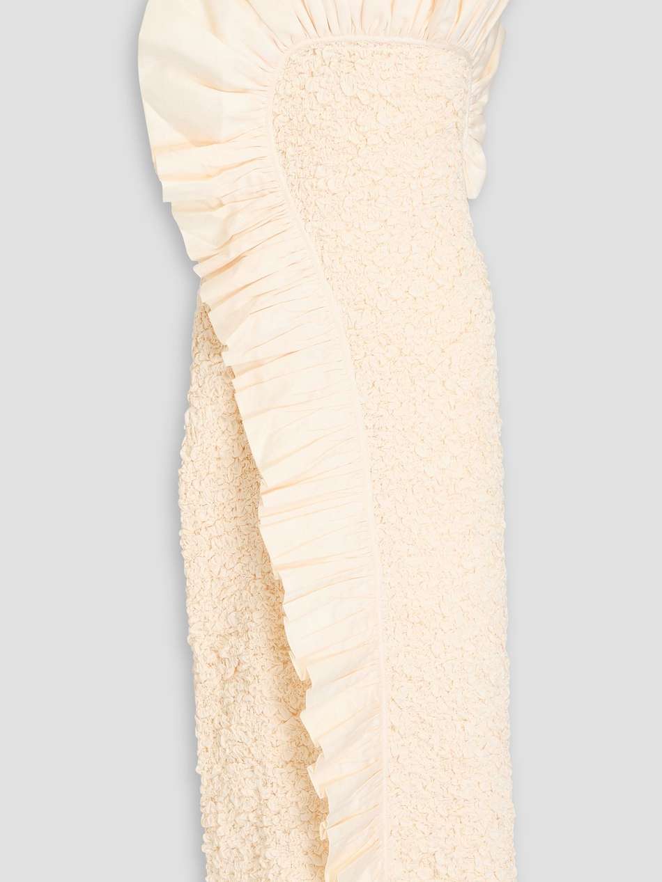 kana strapless ruffled cotton-twill and popcorn midi dress